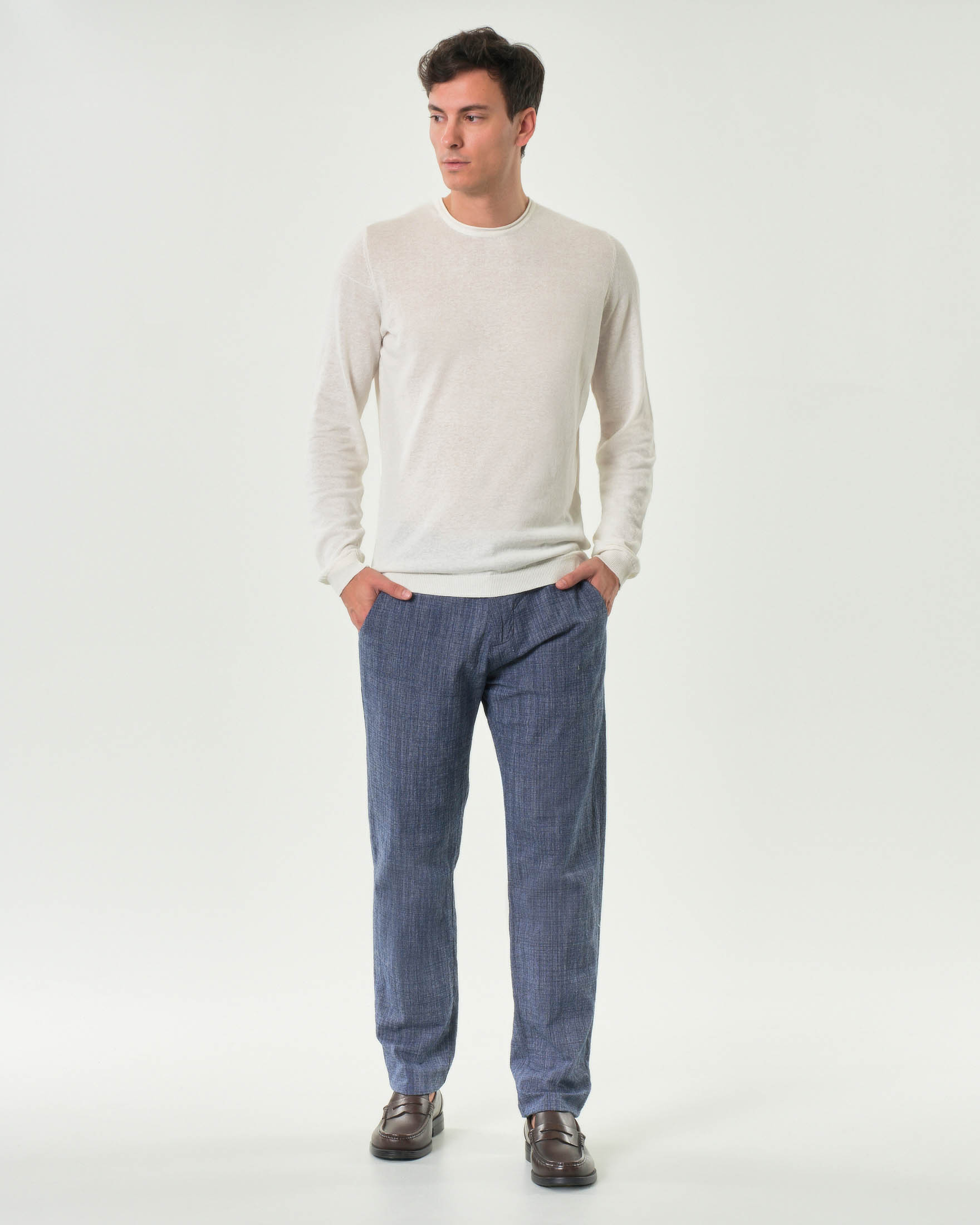 Pantalaccio A.F.F. blu in cotone fiammato con coulisse in vita