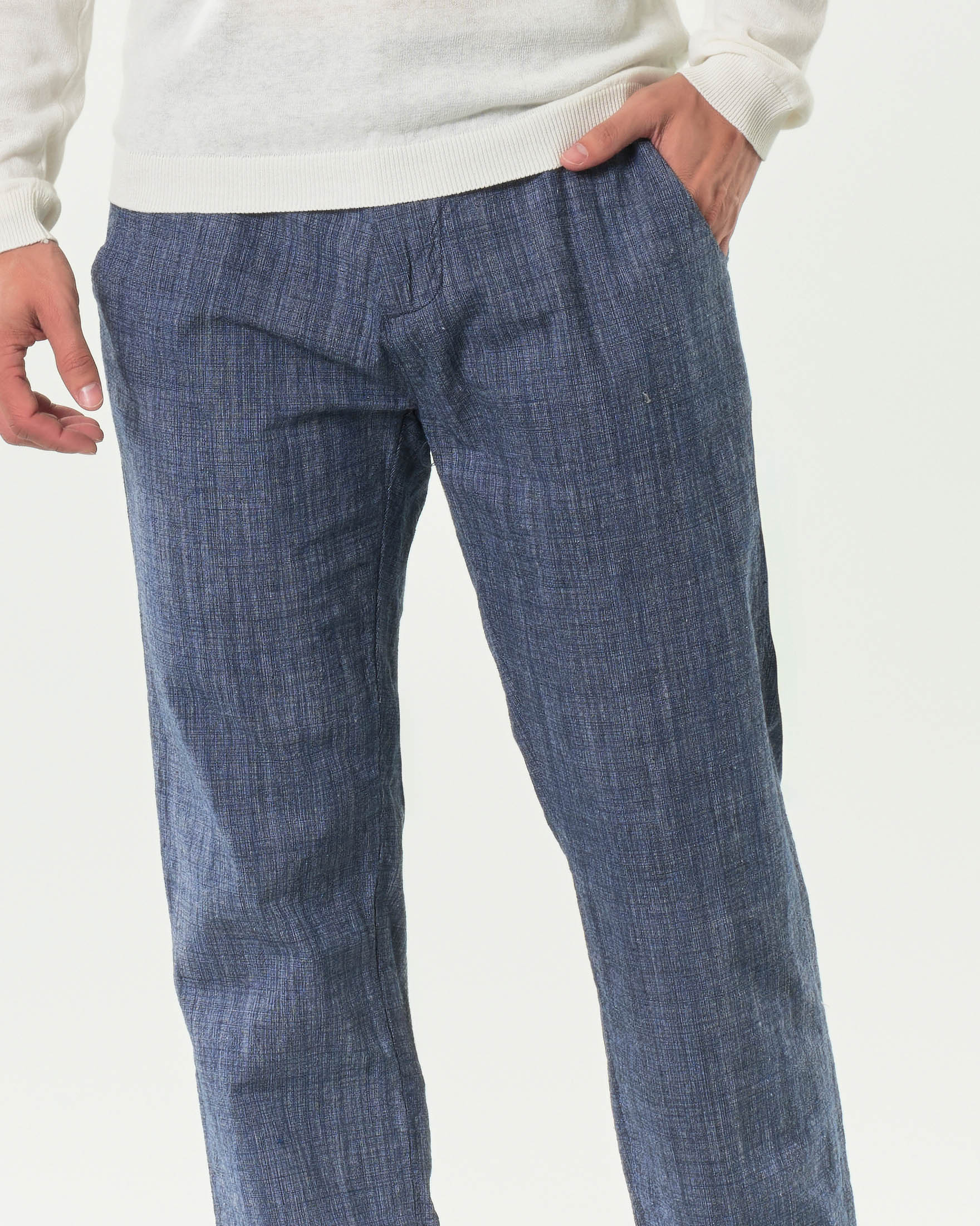 Pantalaccio A.F.F. blu in cotone fiammato con coulisse in vita image
