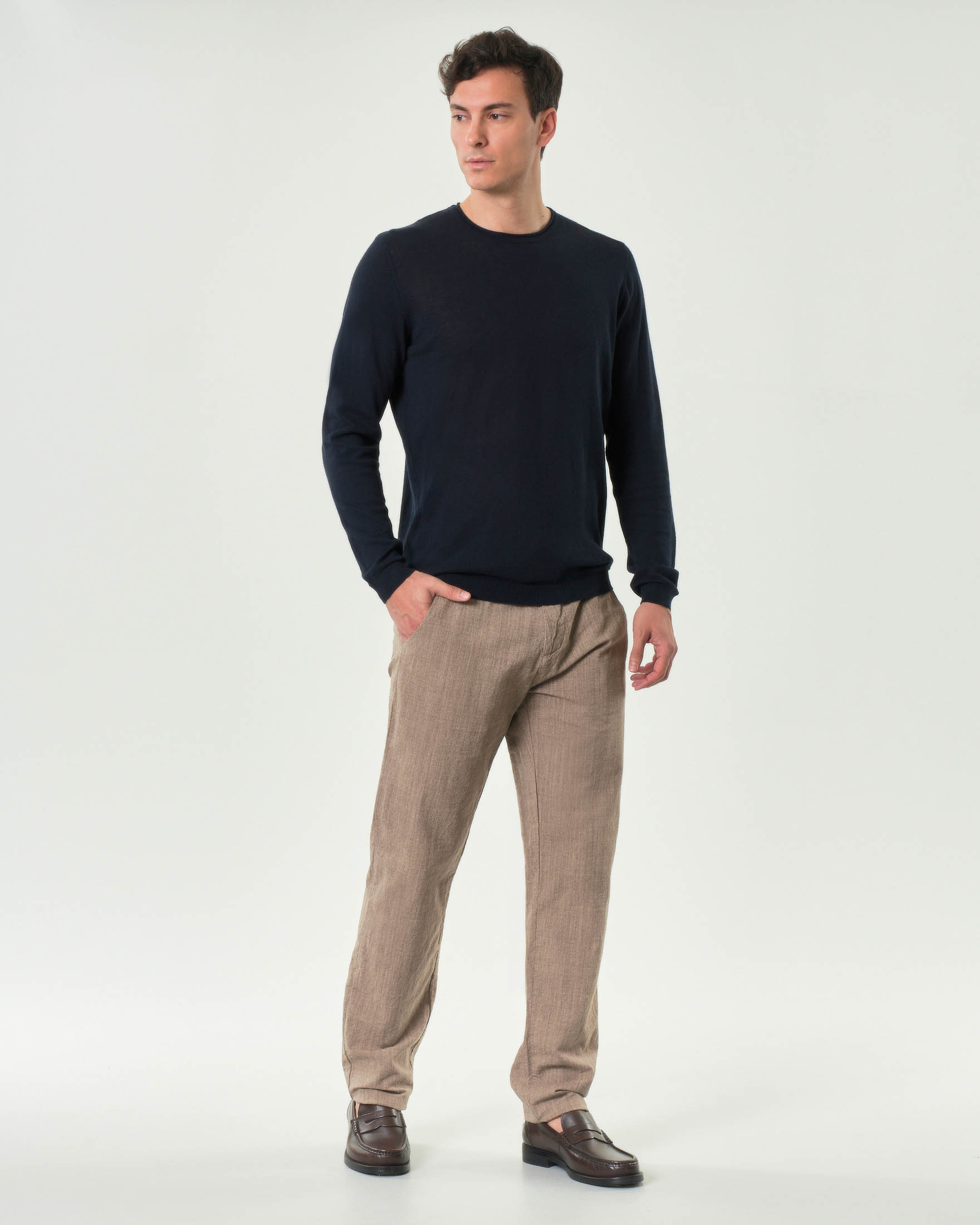 Pantalaccio A.F.F. color noce in cotone fiammato con coulisse in vita