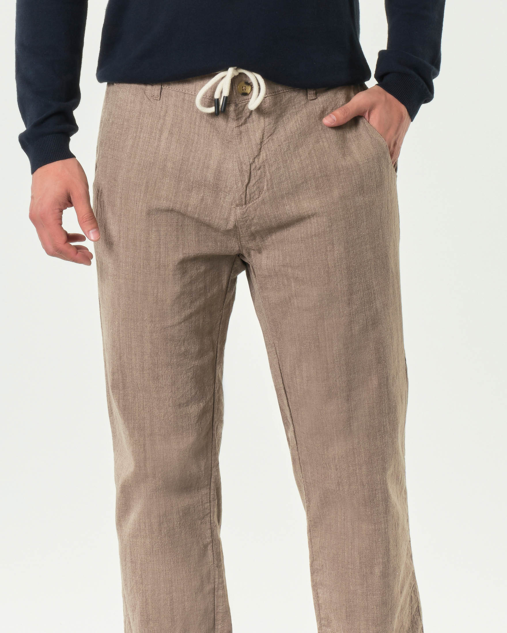 Pantalaccio A.F.F. color noce in cotone fiammato con coulisse in vita image