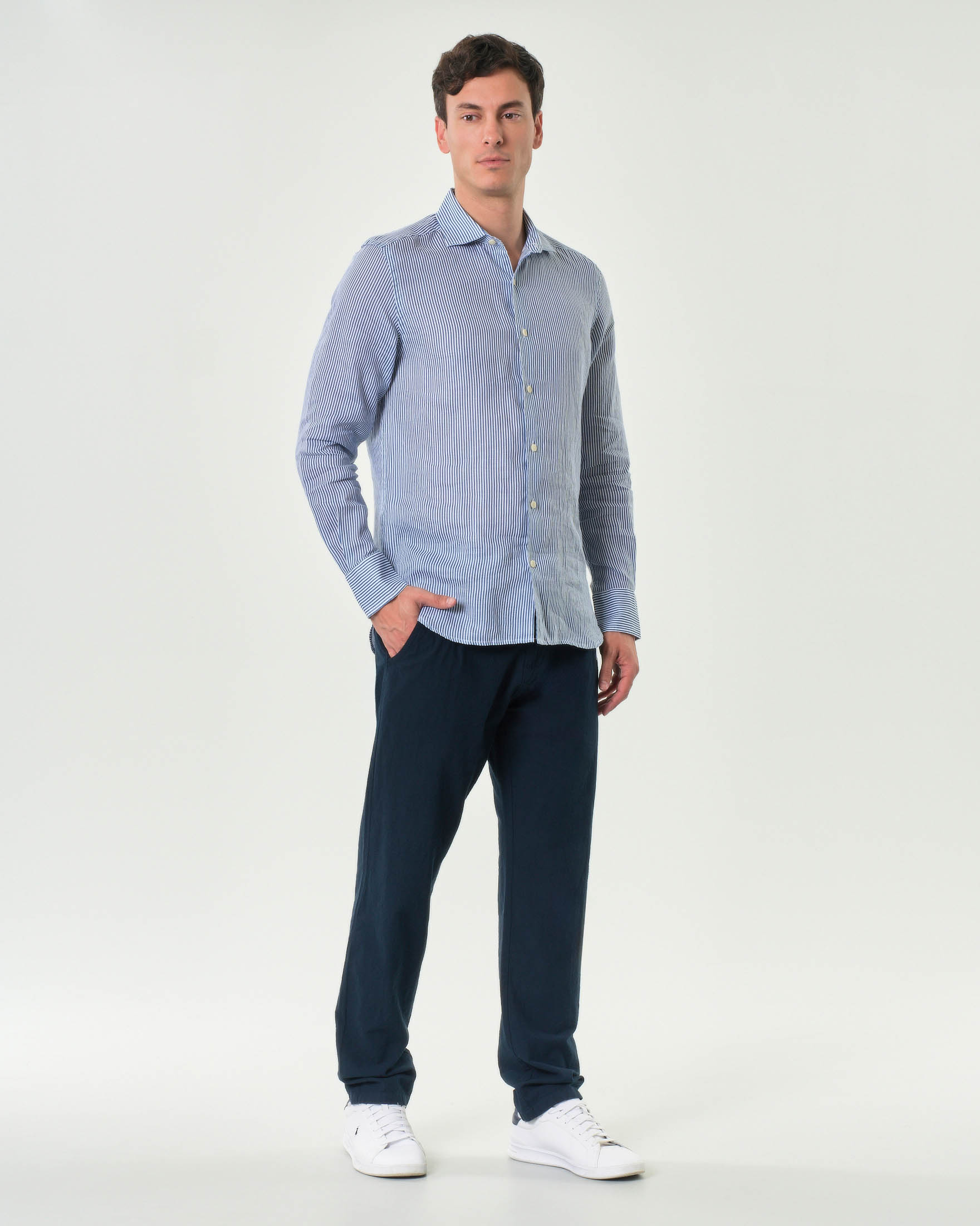 Pantalaccio A.F.F. blu in cotone con coulisse in vita