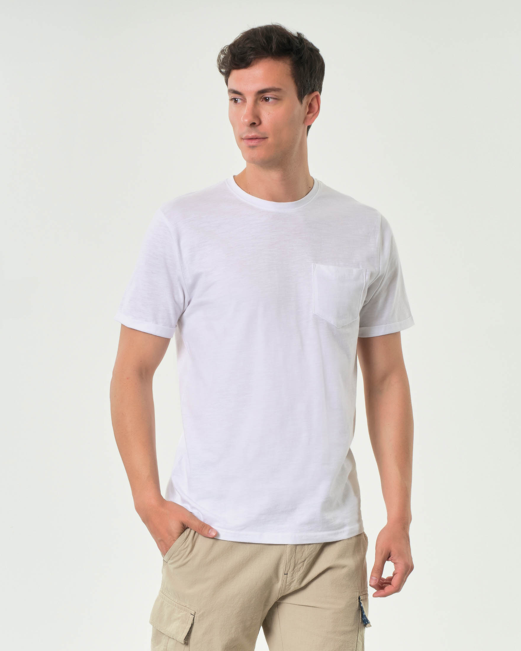 T-shirt A.F.F. bianca in cotone fiammato con taschino