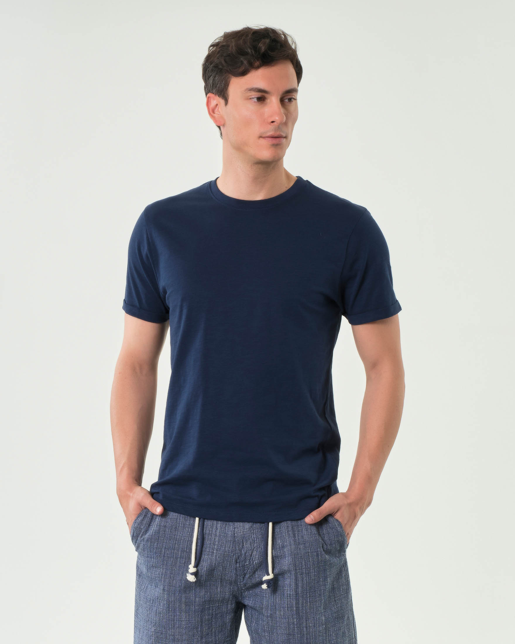 T-shirt A.F.F. blu in cotone fiammato