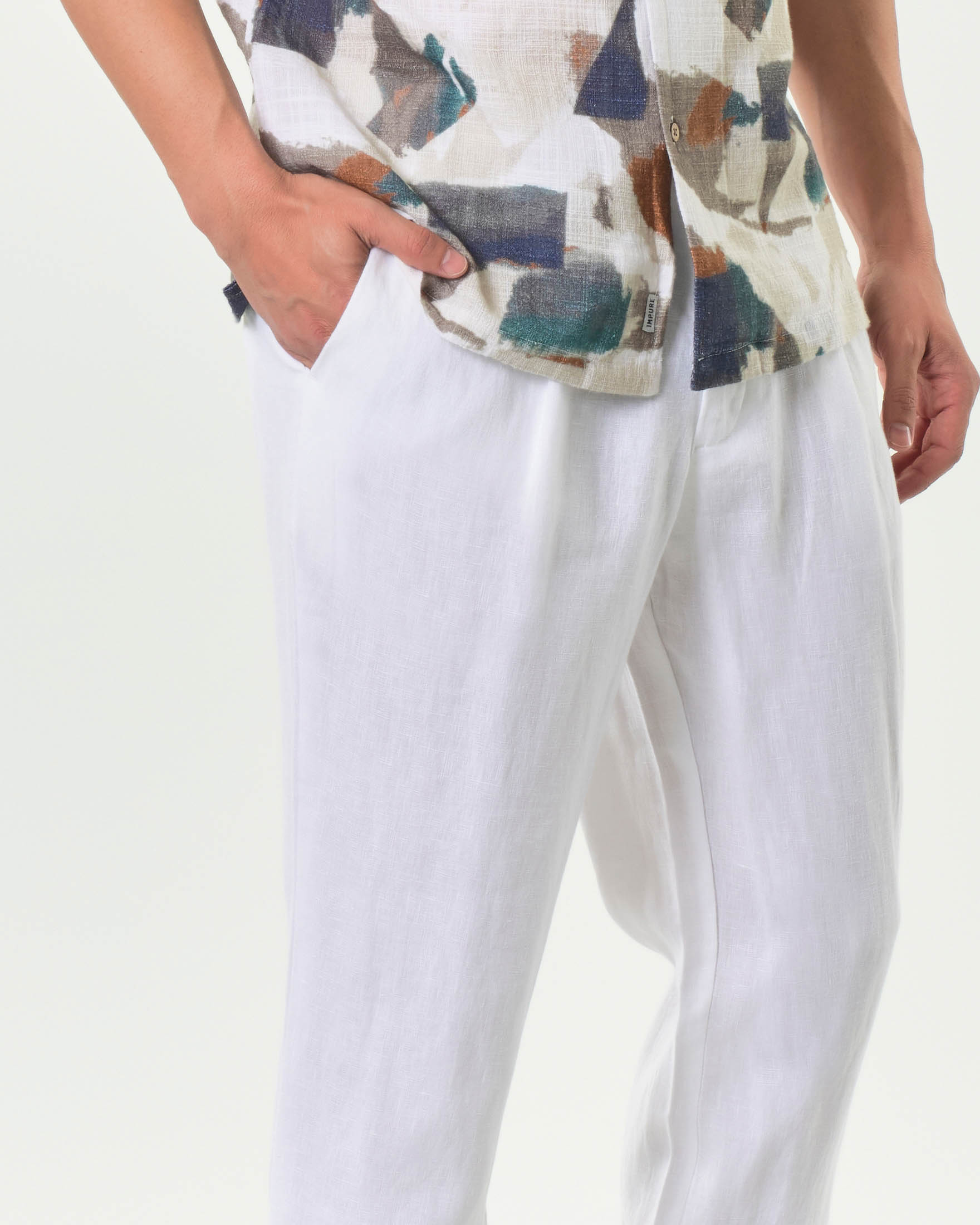 Pantalaccio Alley Docks in puro lino bianco image
