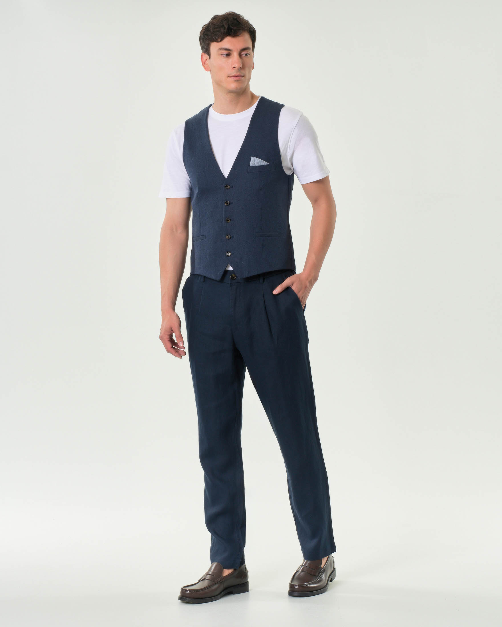 Pantalaccio Alley Docks in puro lino blu