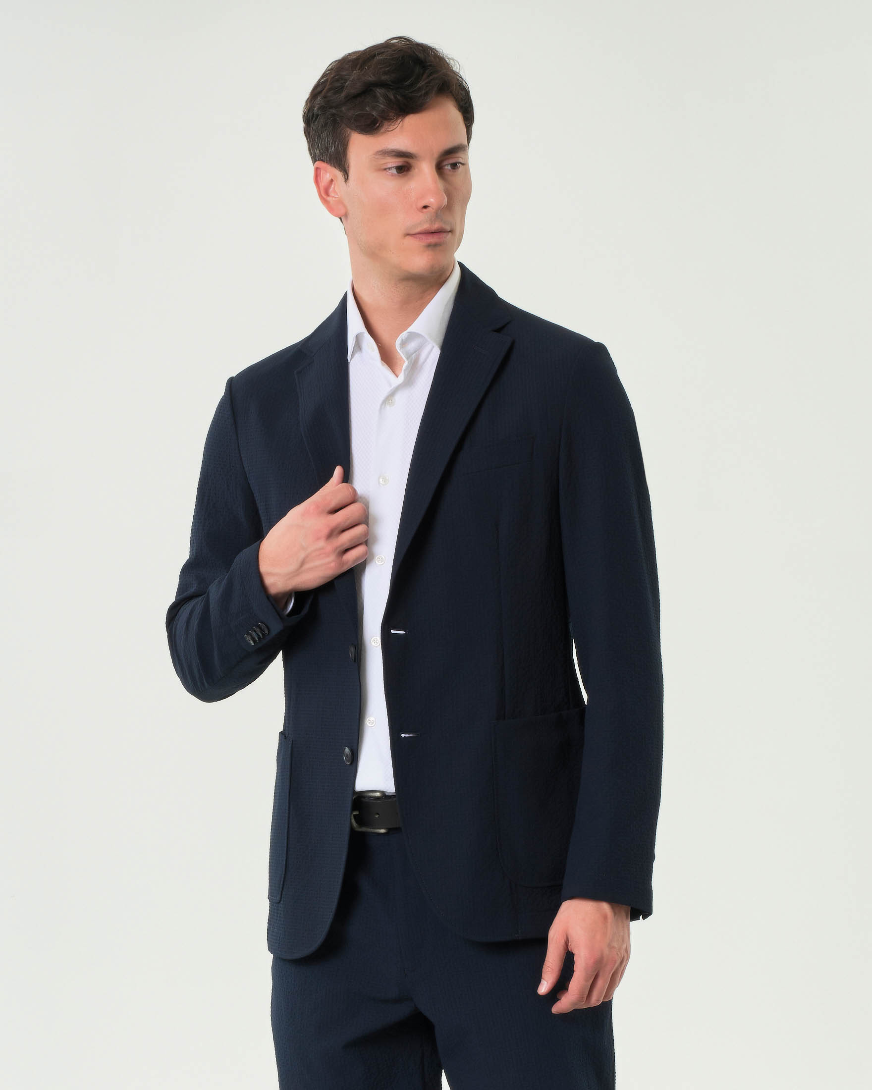 Blazer Hanry blu in seersucker tecnico