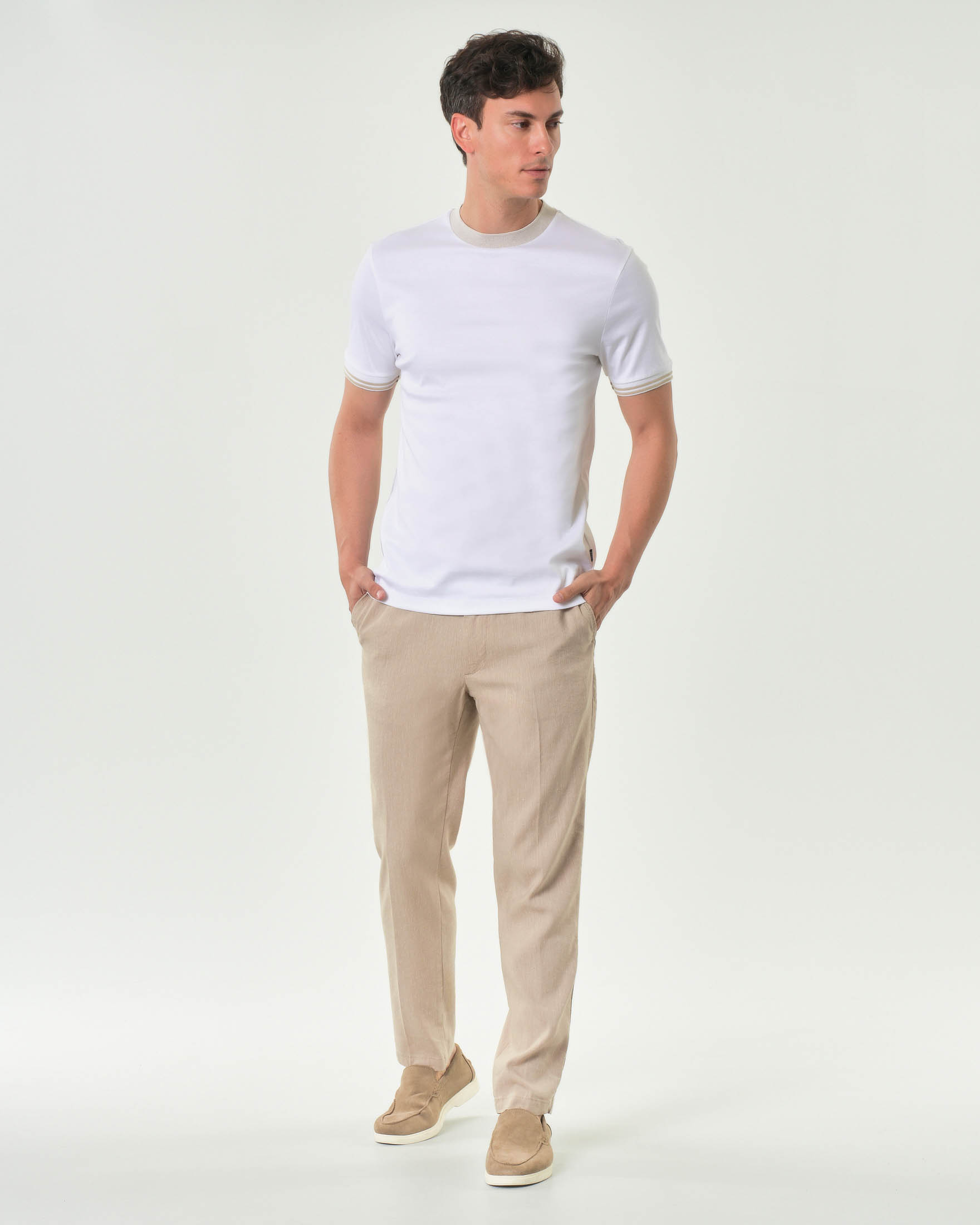 Pantaloni In Jersey Di Misto Cotone Uomo, Beige | Milano