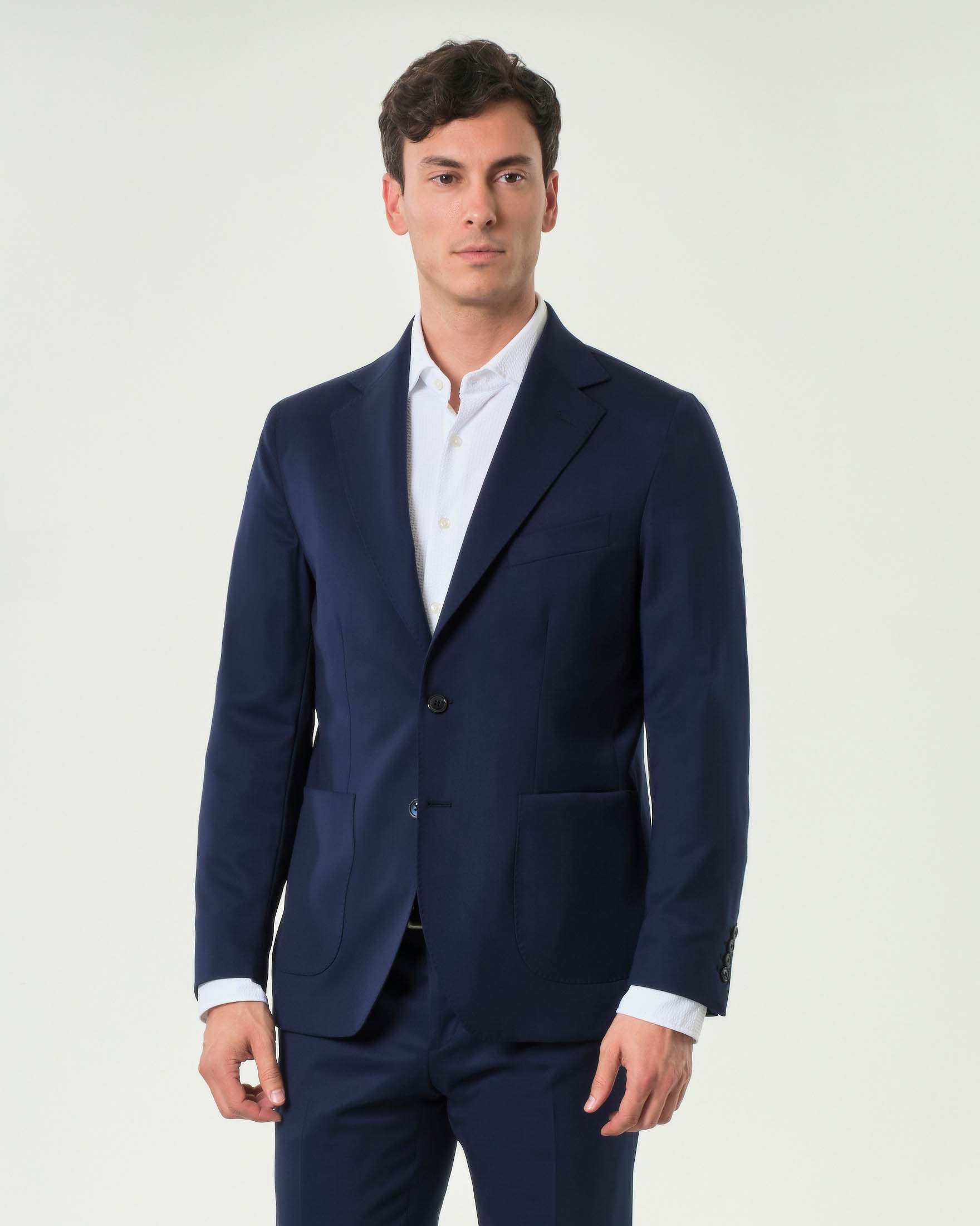 Abito Colamarino sfoderato drop 7 in tela di lana stretch blu image