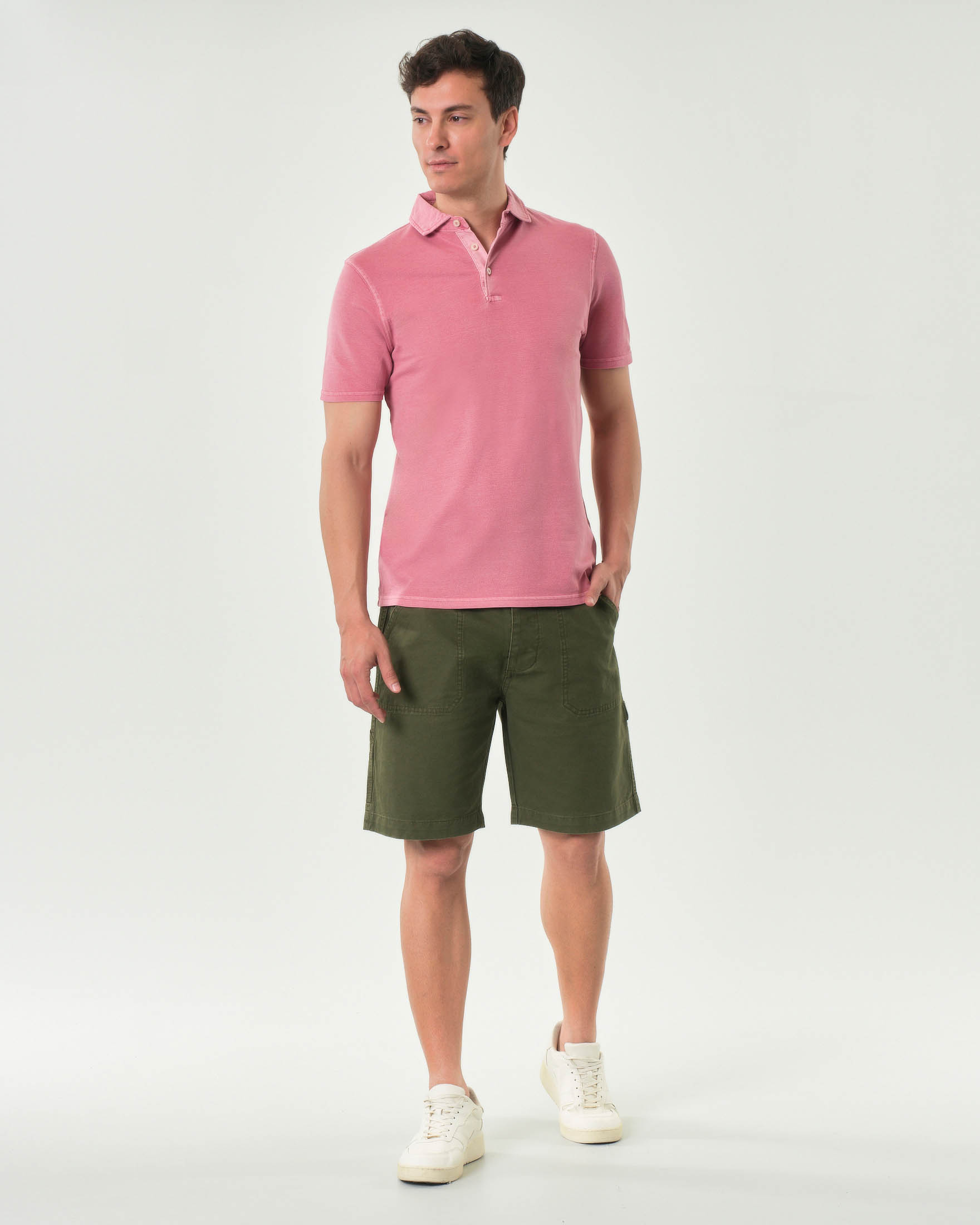 Bermuda work Impure verde militare in puro cotone