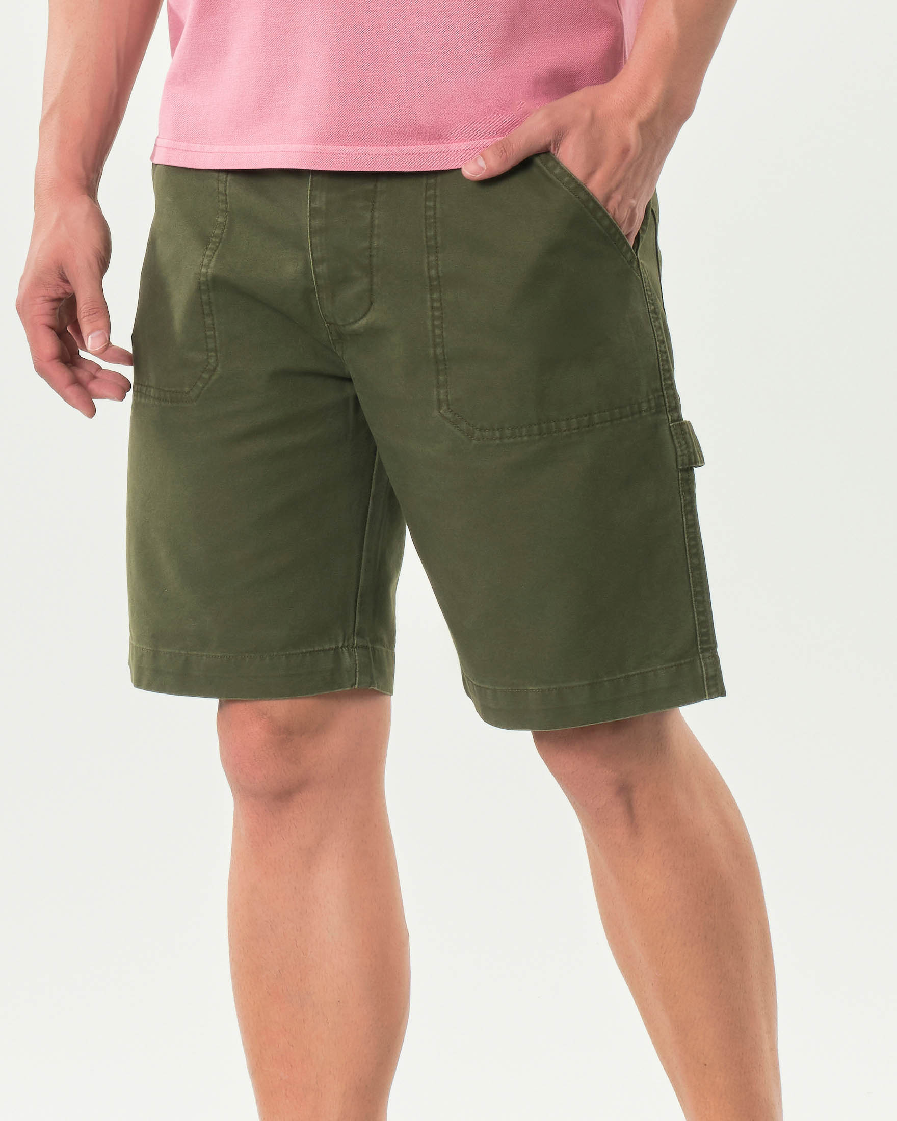 Bermuda work Impure verde militare in puro cotone image