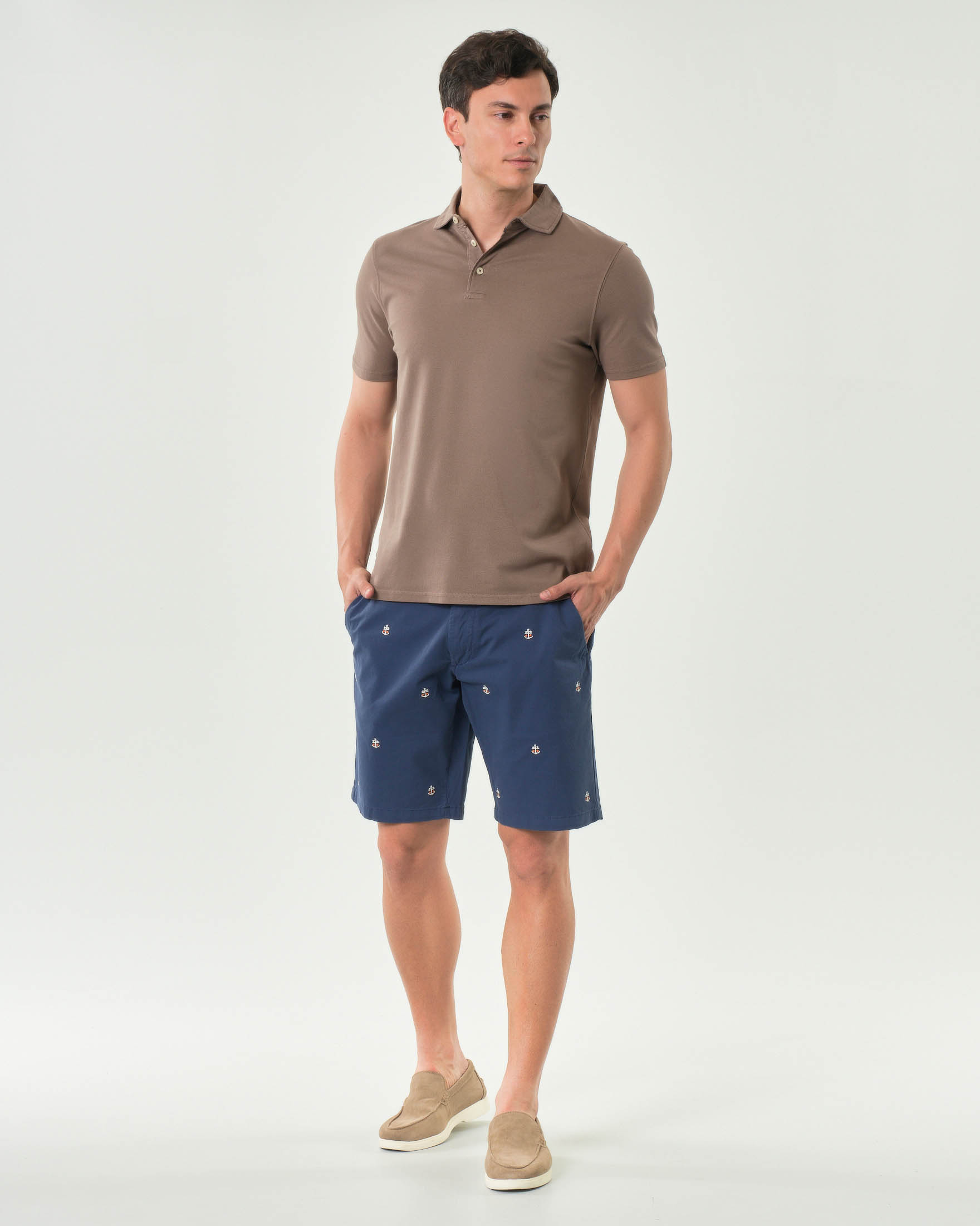 Polo mezza manica Impure marrone in micro piquet di cotone stretch image