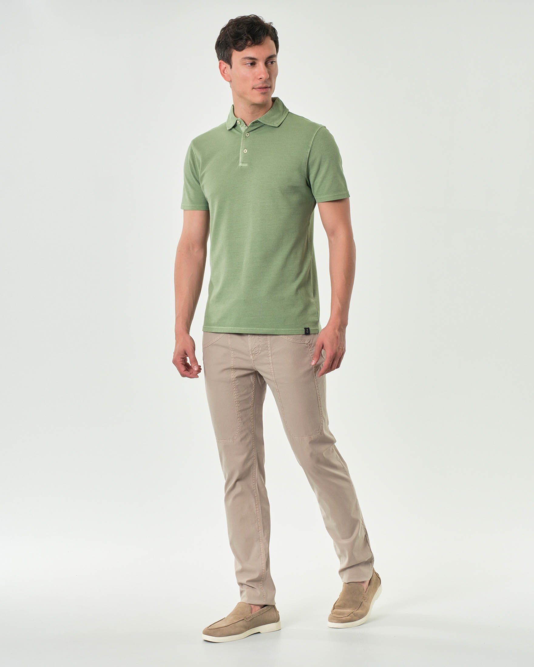 Polo mezza manica Impure verde salvia in micro piquet di cotone stretch image