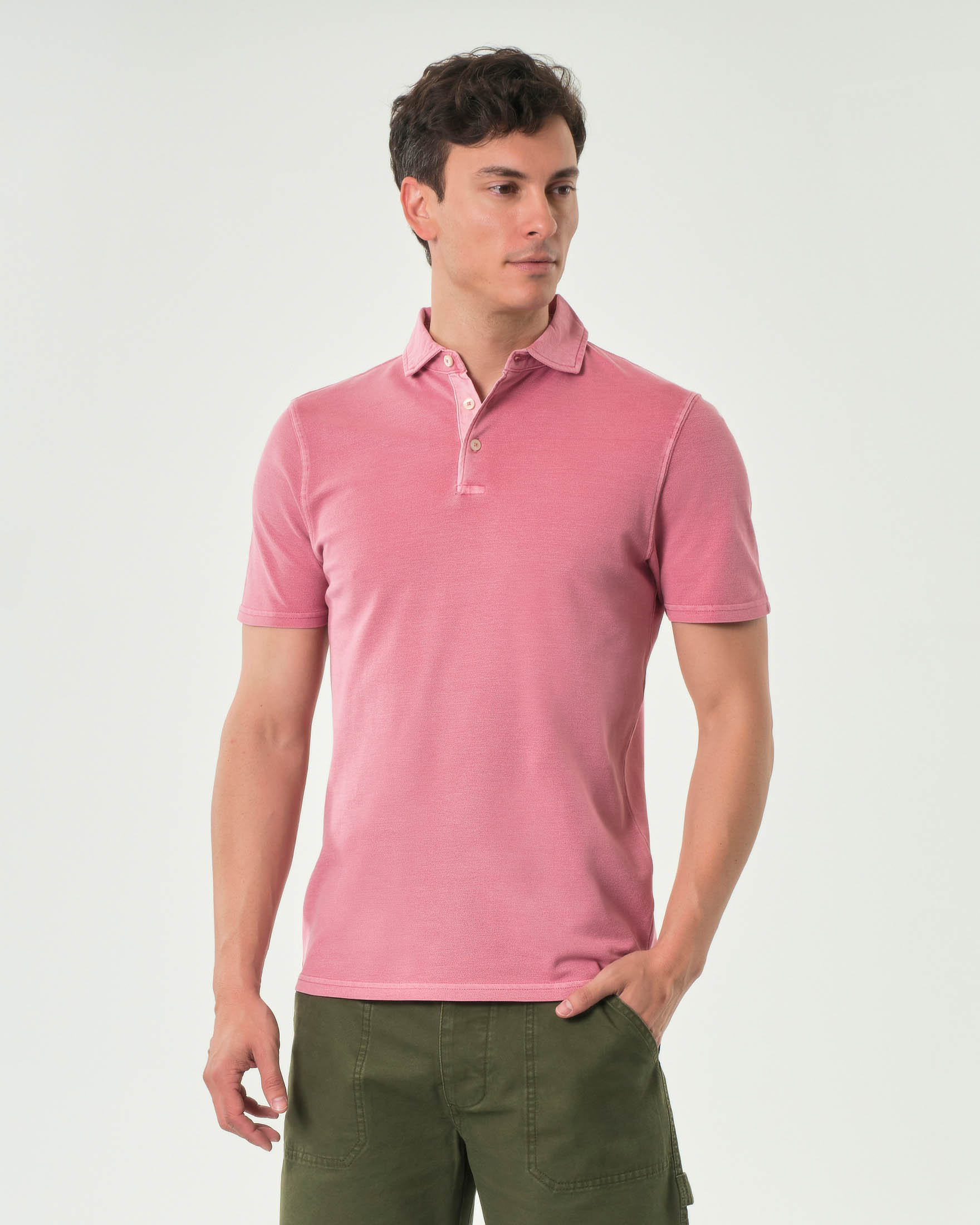 Polo mezza manica Impure fucsia in micro piquet di cotone stretch