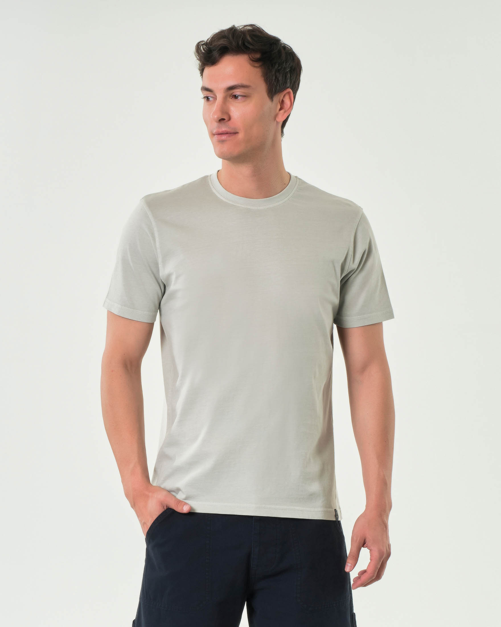 T-shirt mezza manica Impure color gesso in cotone fiammato