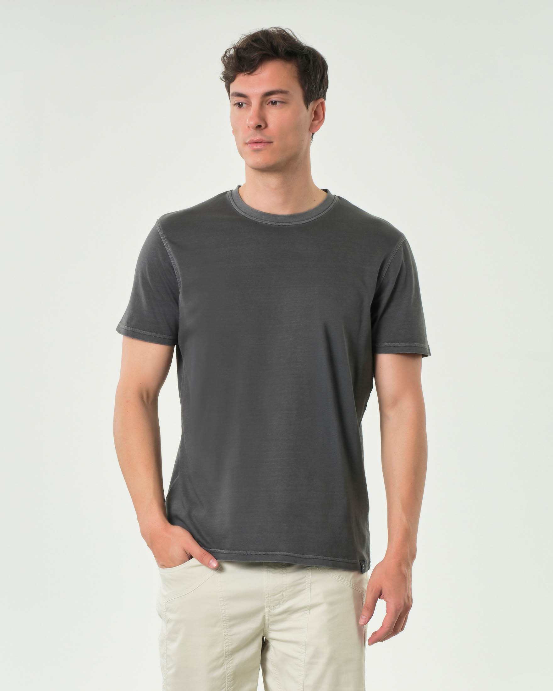 T-shirt mezza manica Impure antracite in cotone fiammato