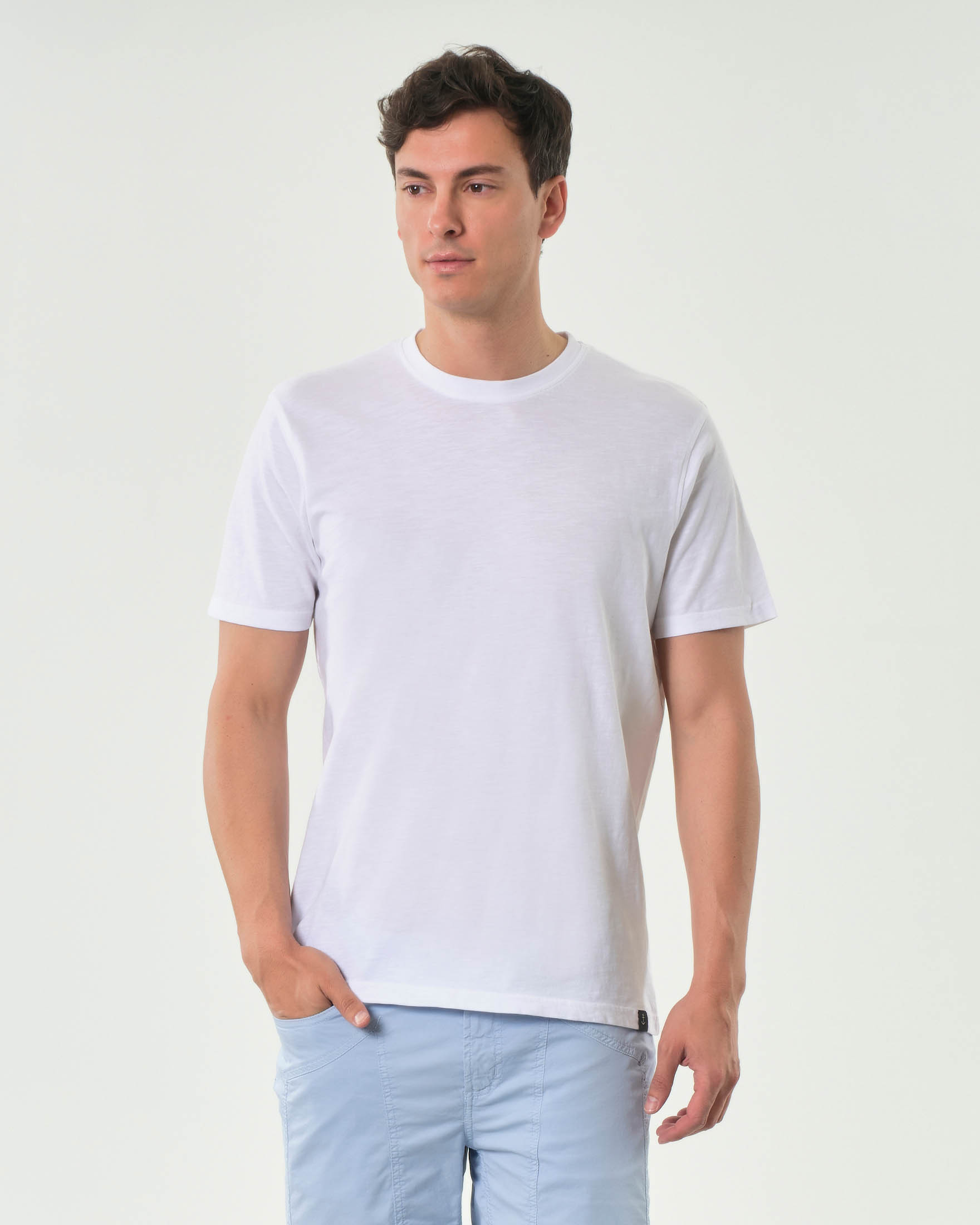 T-shirt mezza manica Impure bianca in cotone fiammato