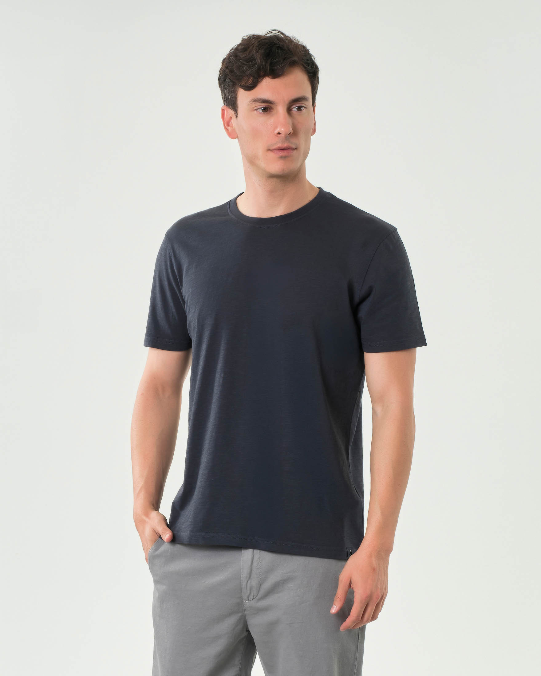 T-shirt mezza manica Impure blu in cotone fiammato