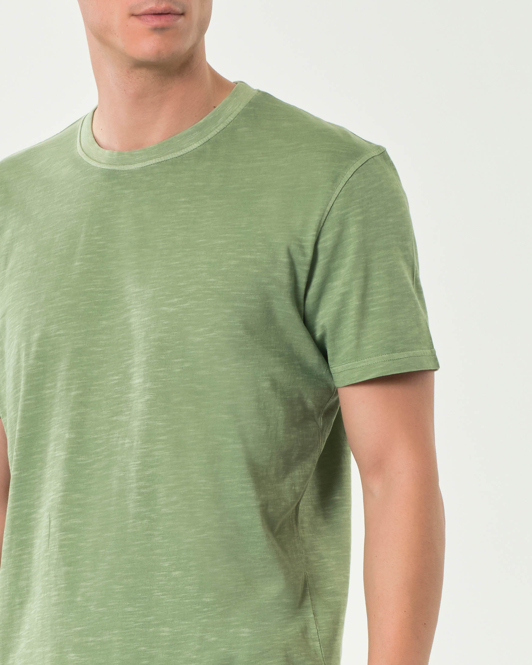 T-shirt mezza manica Impure verde salvia in cotone fiammato image