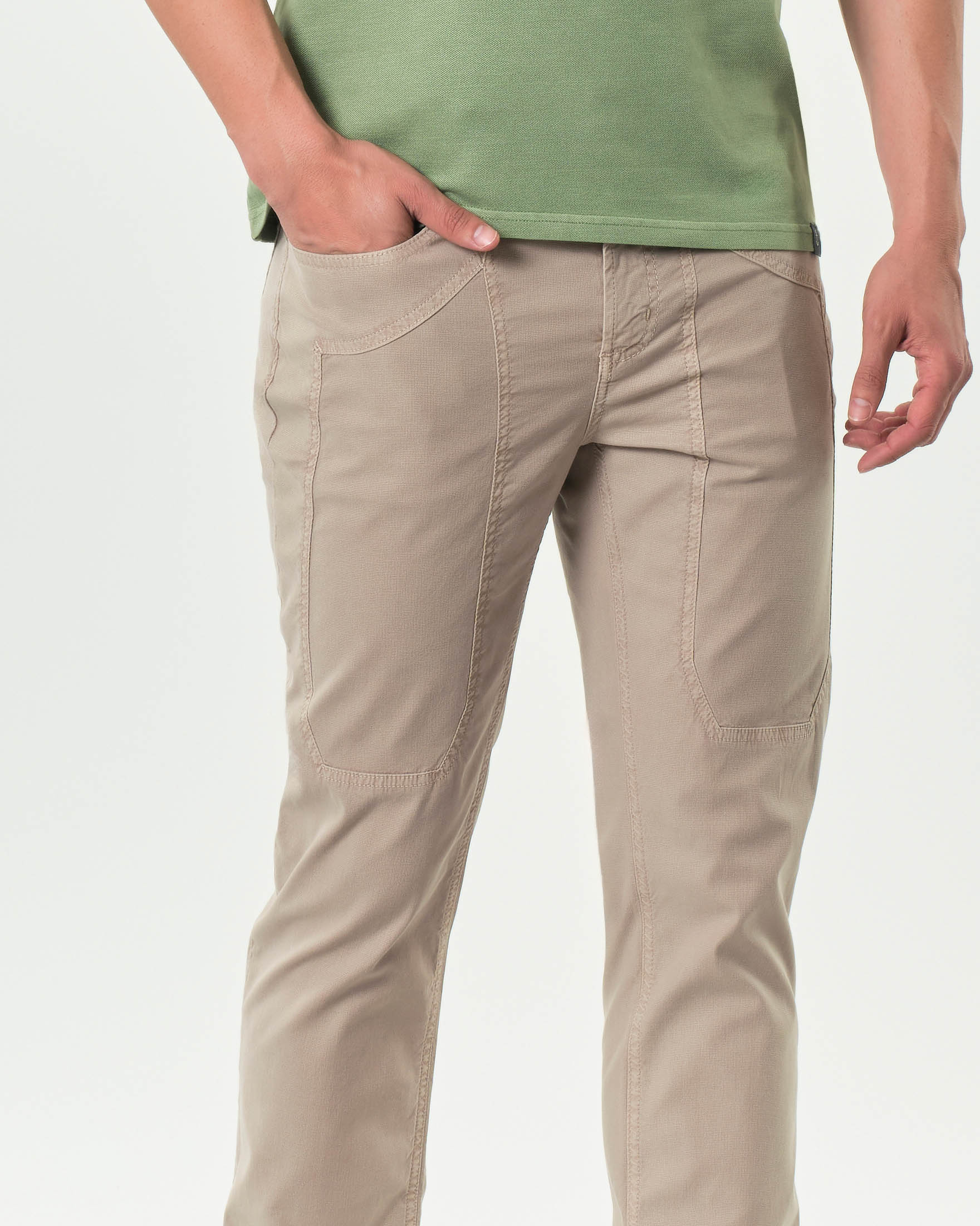 Pantalone Jeckerson beige cinque tasche modello PA077 in cotone stretch image