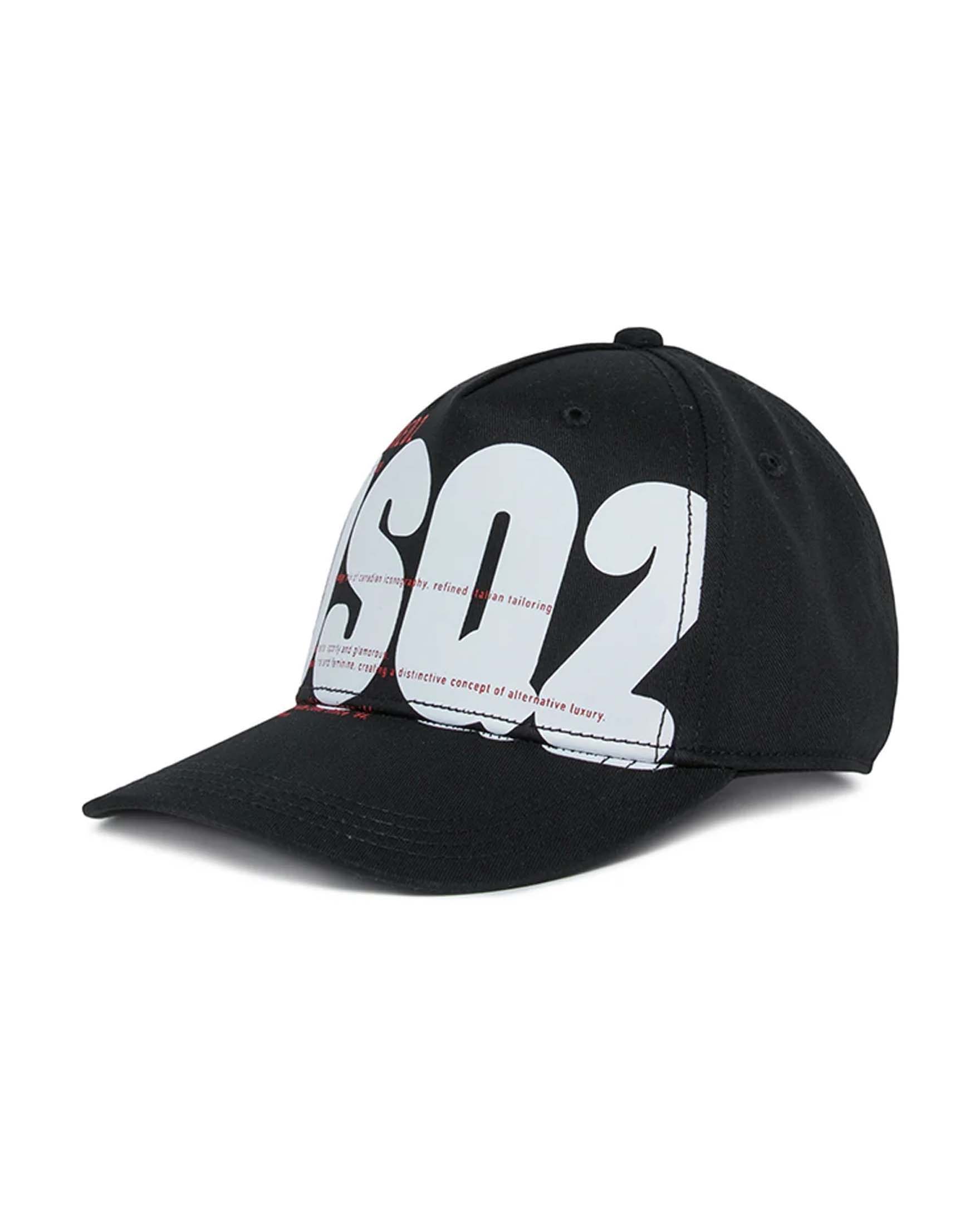 Berretto Dsquared2 nero in cotone con frontino e maxi logo bianco