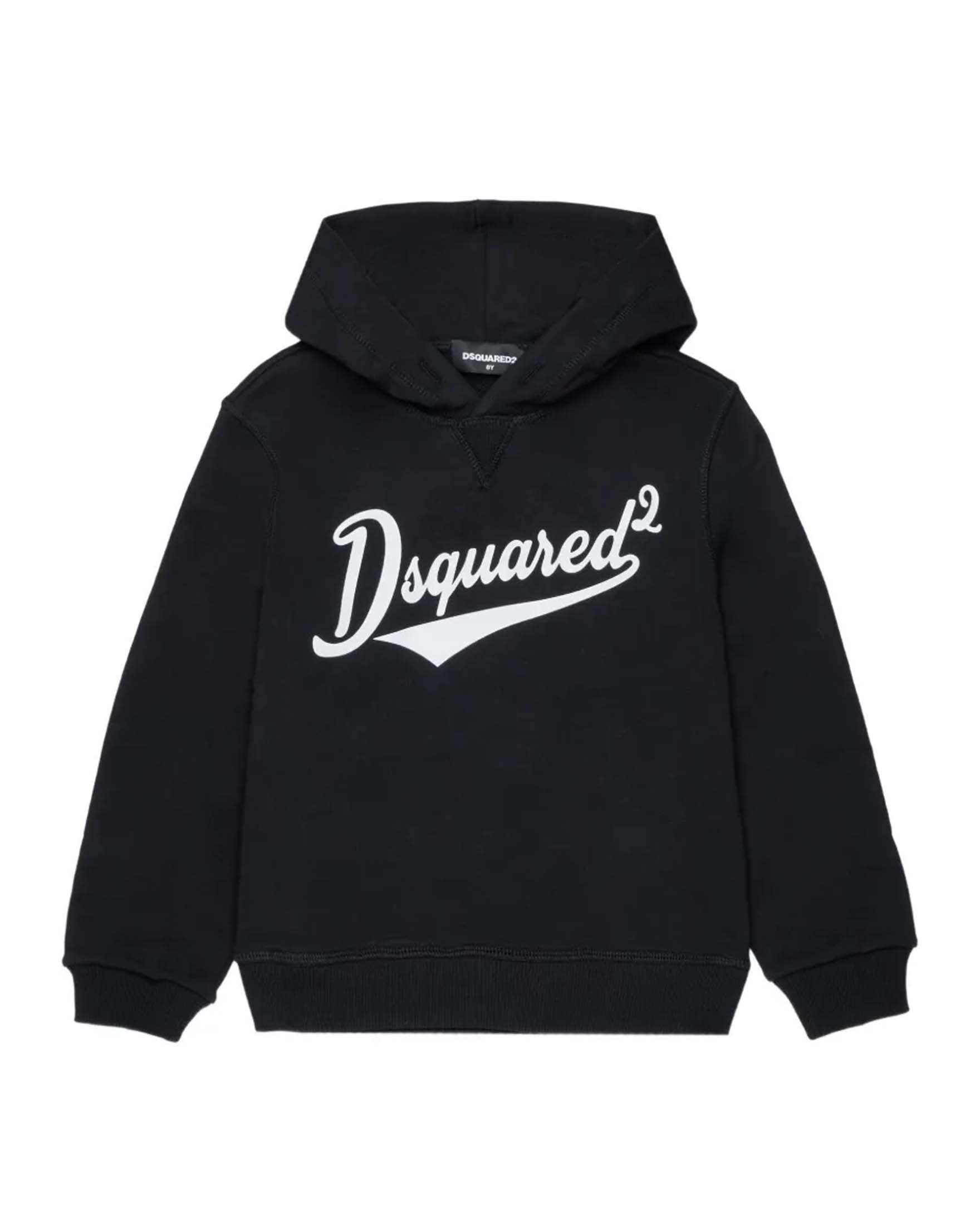 Felpa Dsquared2 nera con cappuccio e scritta logo rossa