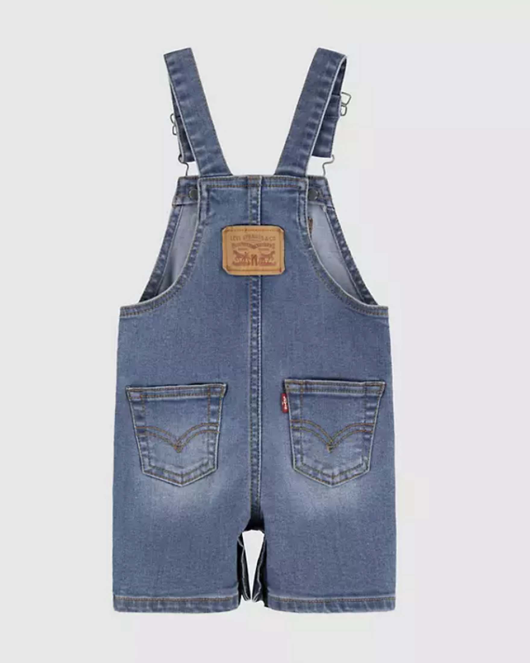 Salopette Levi's in denim di cotone a lavaggio medio stone washed image