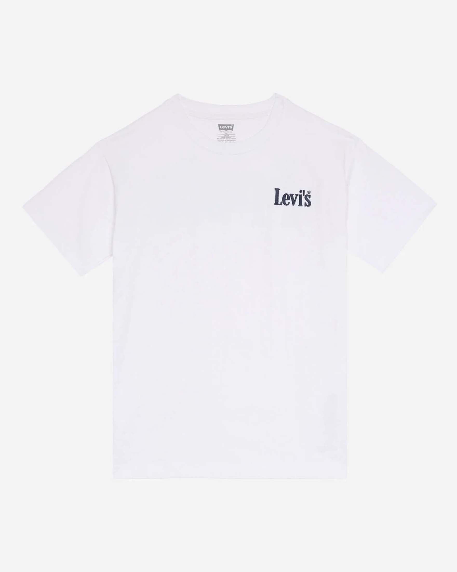 T-shirt bianca Levi's in cotone a maniche corte con logo blu sulla schiena