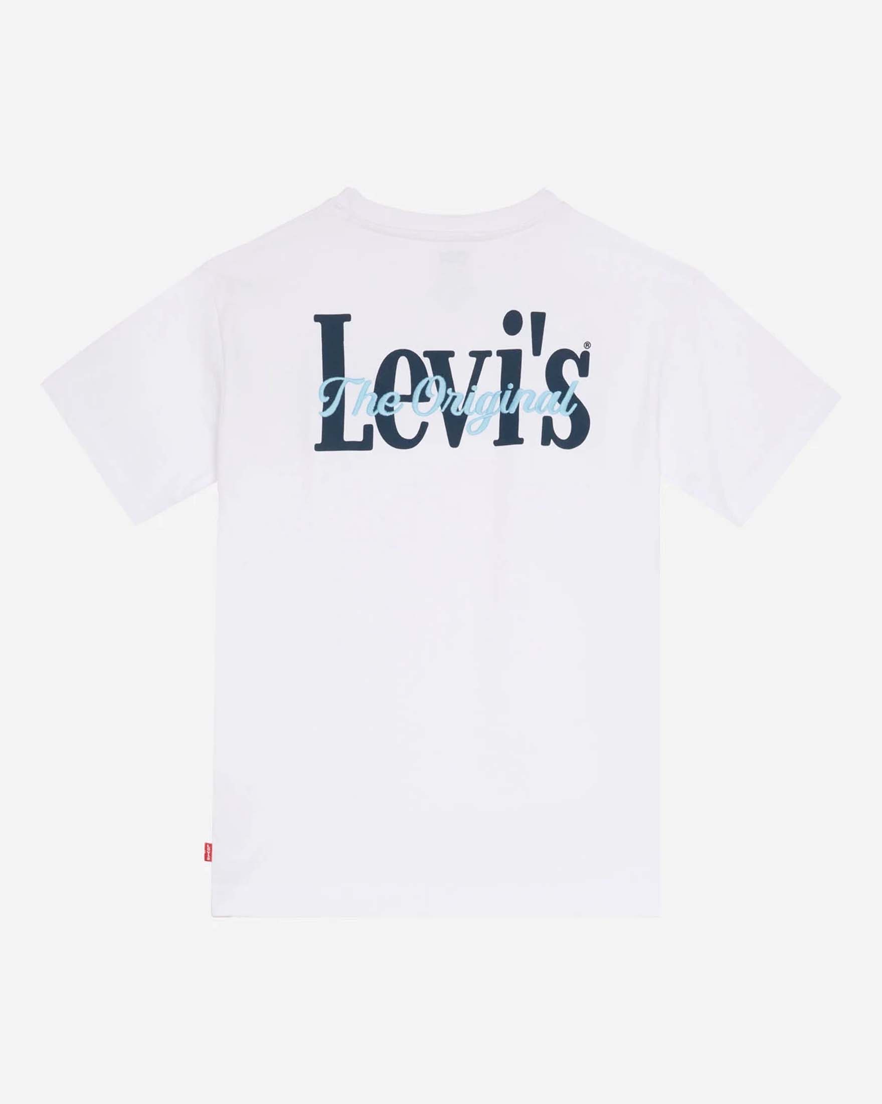 T-shirt bianca Levi's in cotone a maniche corte con logo blu sulla schiena image