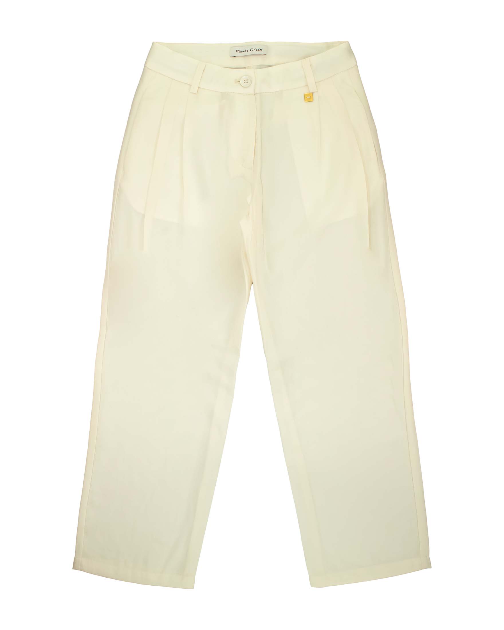 Pantalone loose fit Manila Grace in misto lino con pinces