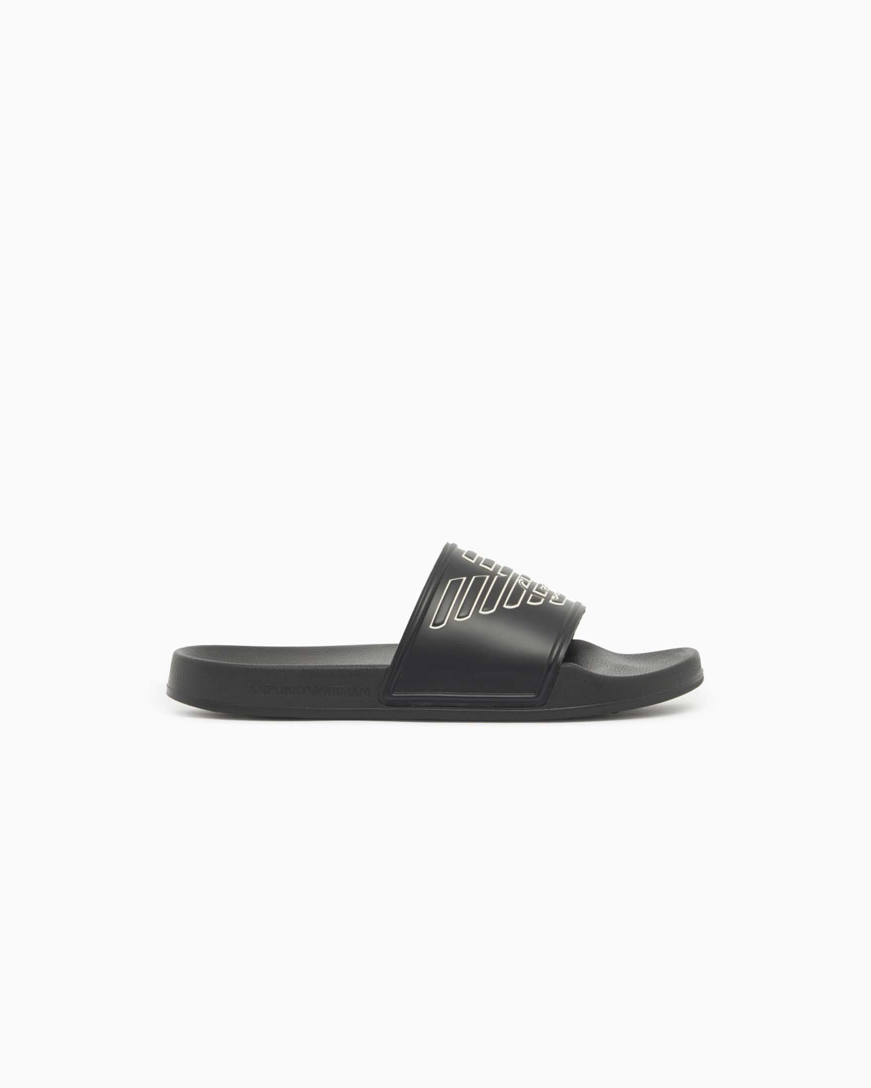 Ciabatte Emporio Armani nere con maxi logo aquila stampato