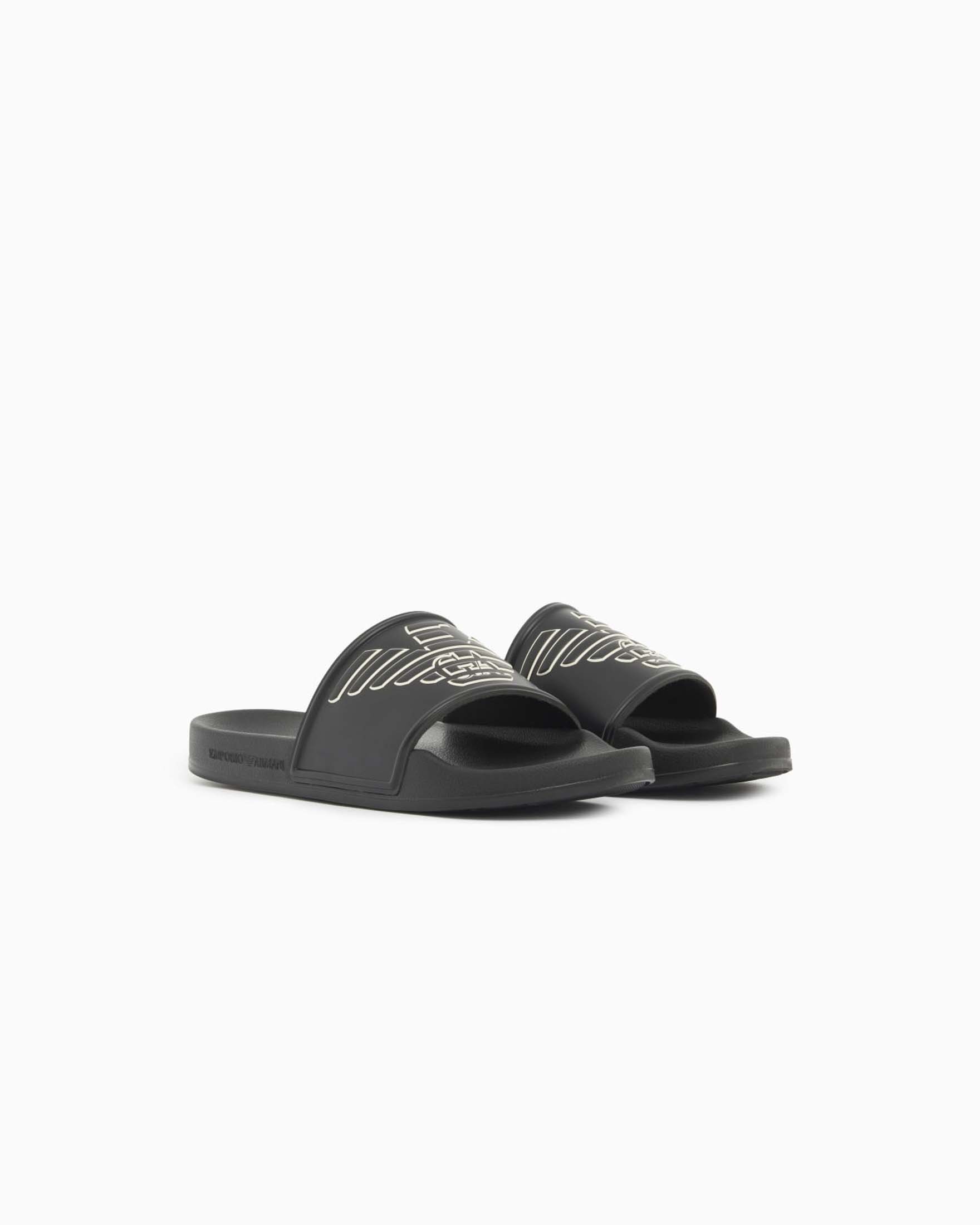Ciabatte Emporio Armani nere con maxi logo aquila stampato image