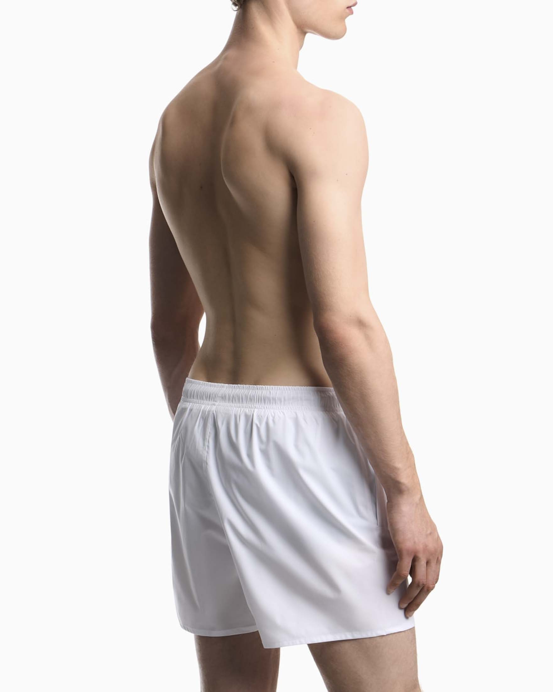 Boxer mare Emporio Armani bianco con coulisse e logo ricamato image