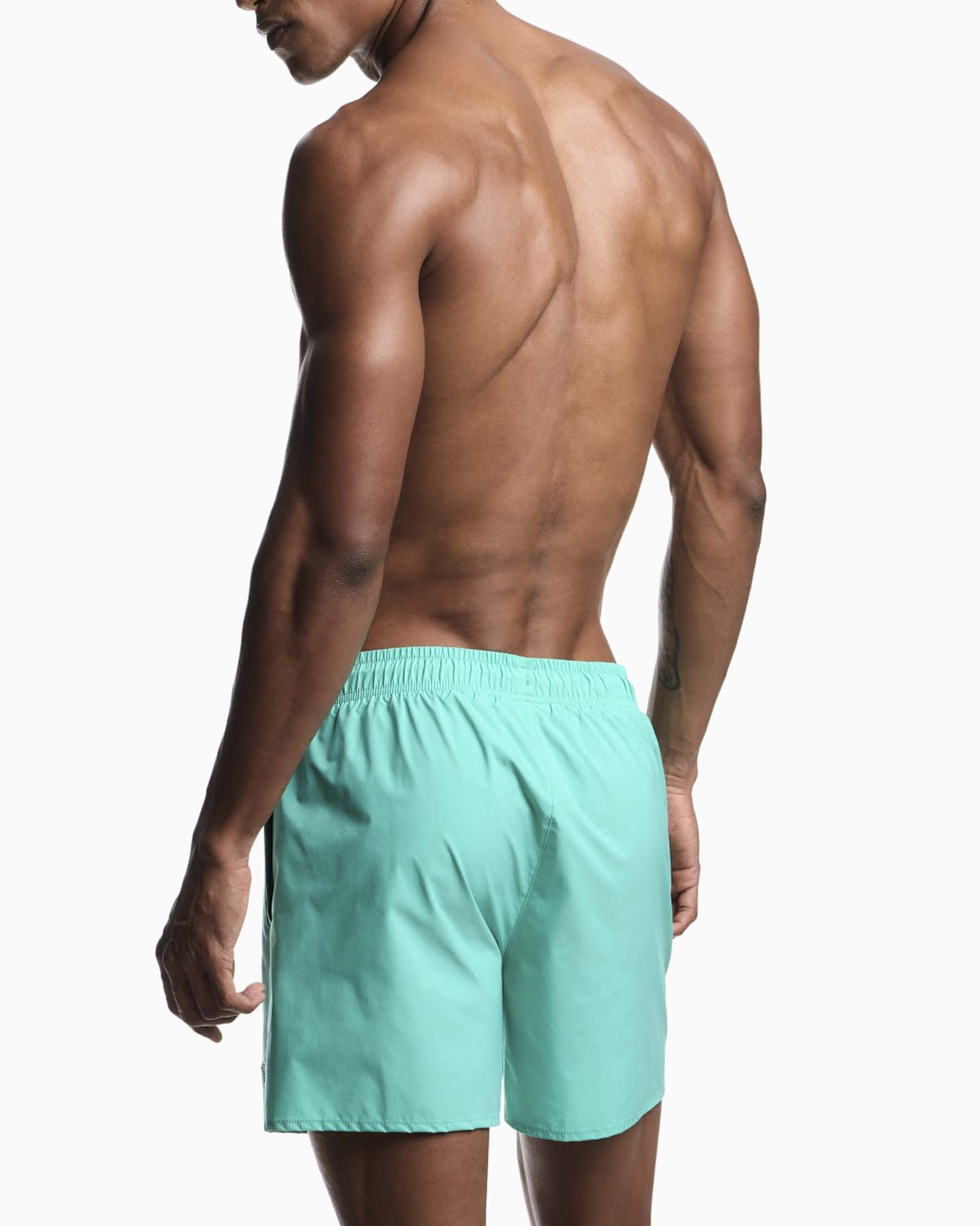 Boxer mare Emporio Armani verde acqua con coulisse e logo ricamato image