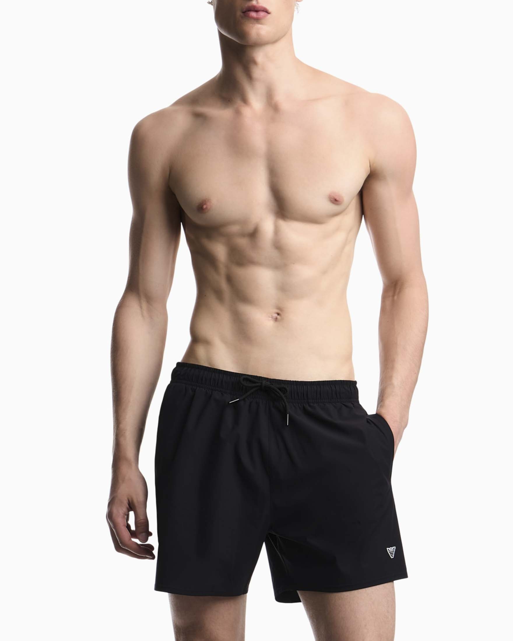 Boxer mare Emporio Armani blu con coulisse e logo ricamato