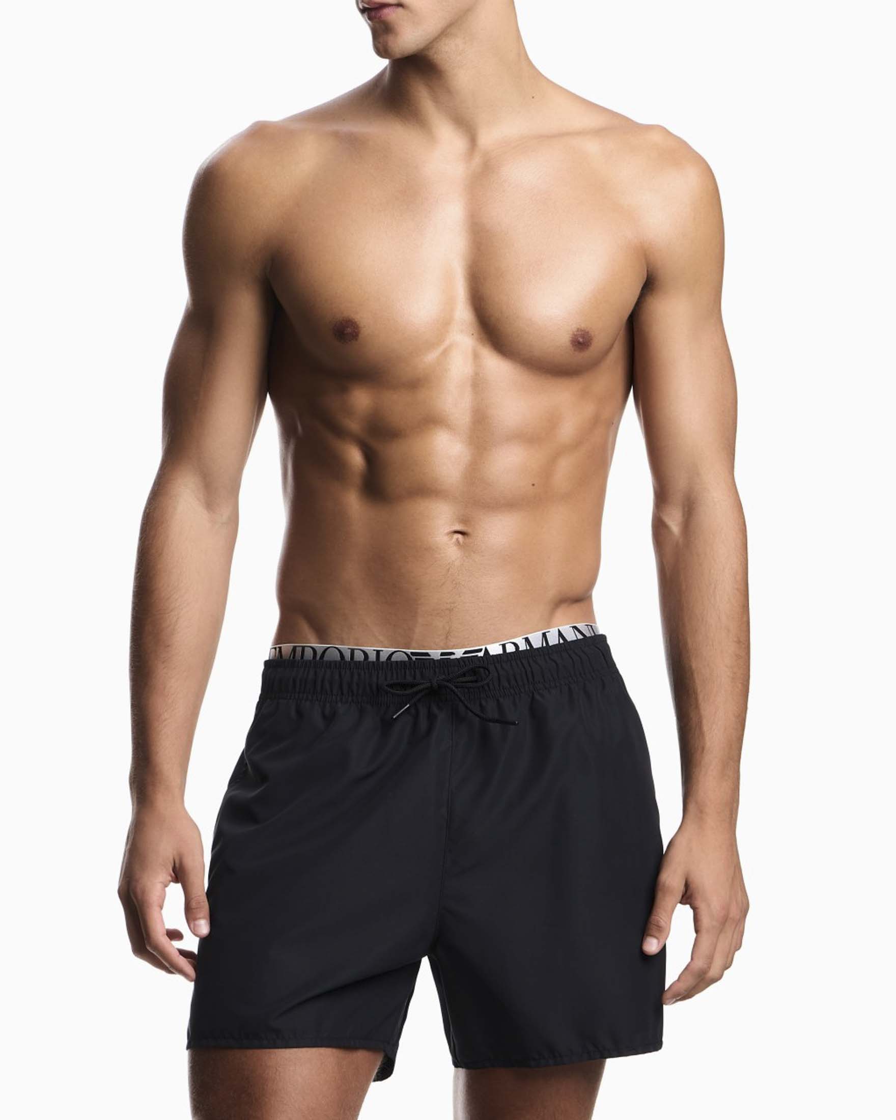 Boxer mare Emporio Armani neri con coulisse e fascia elastica logata