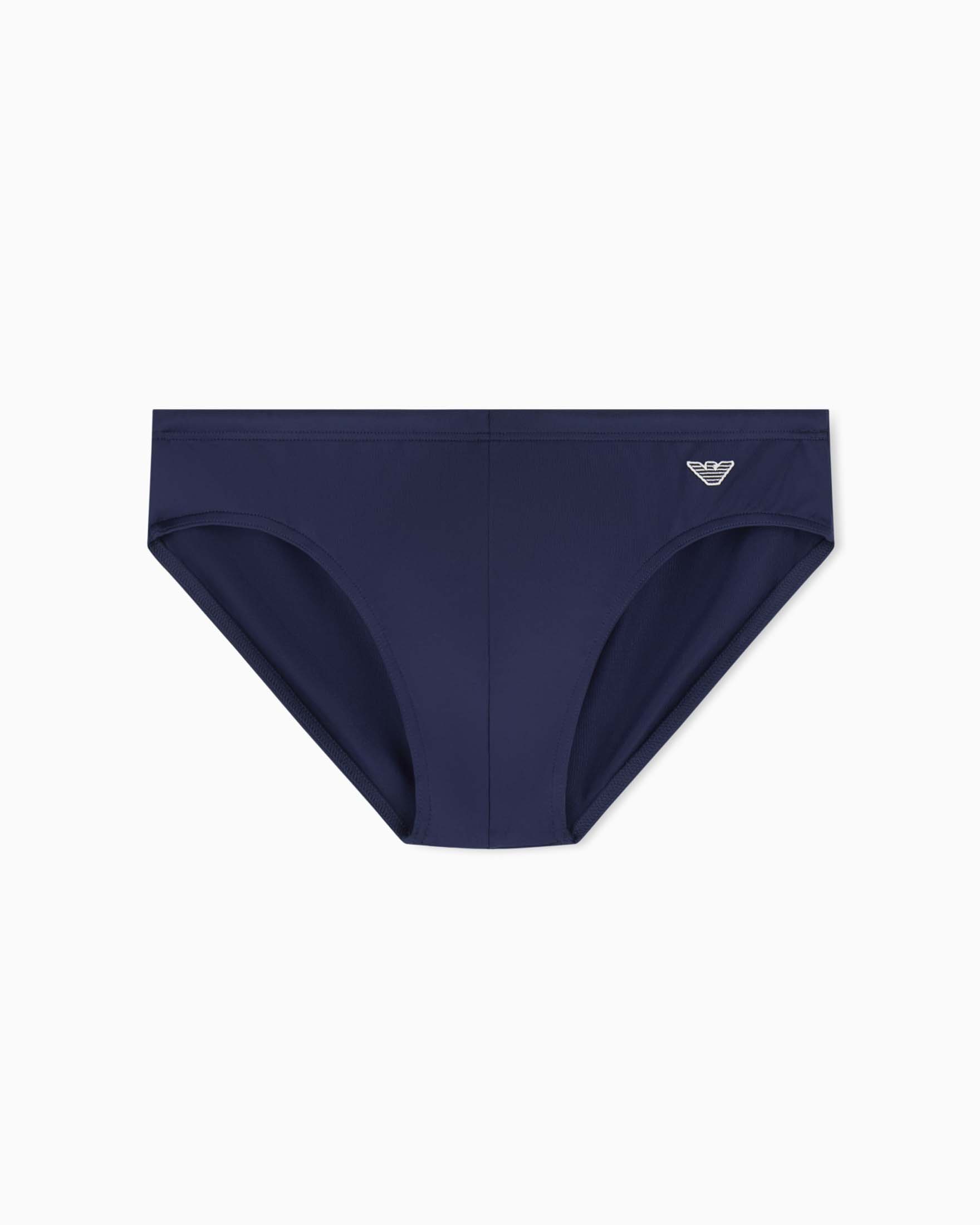 Slip mare Emporio Armani blu in tessuto elasticizzato con logo ricamato