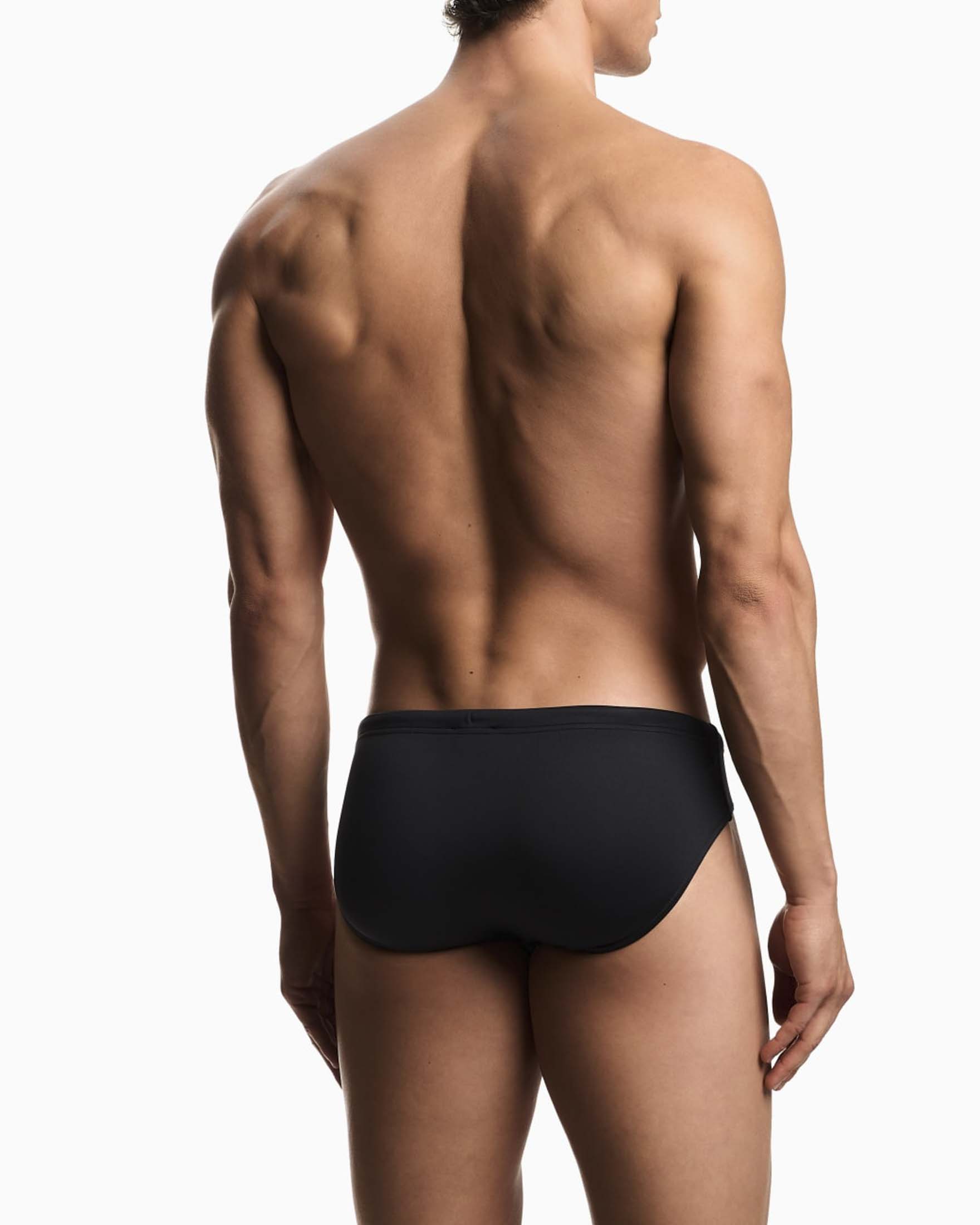 Slip mare Emporio Armani nero in tessuto elasticizzato con logo ricamato image