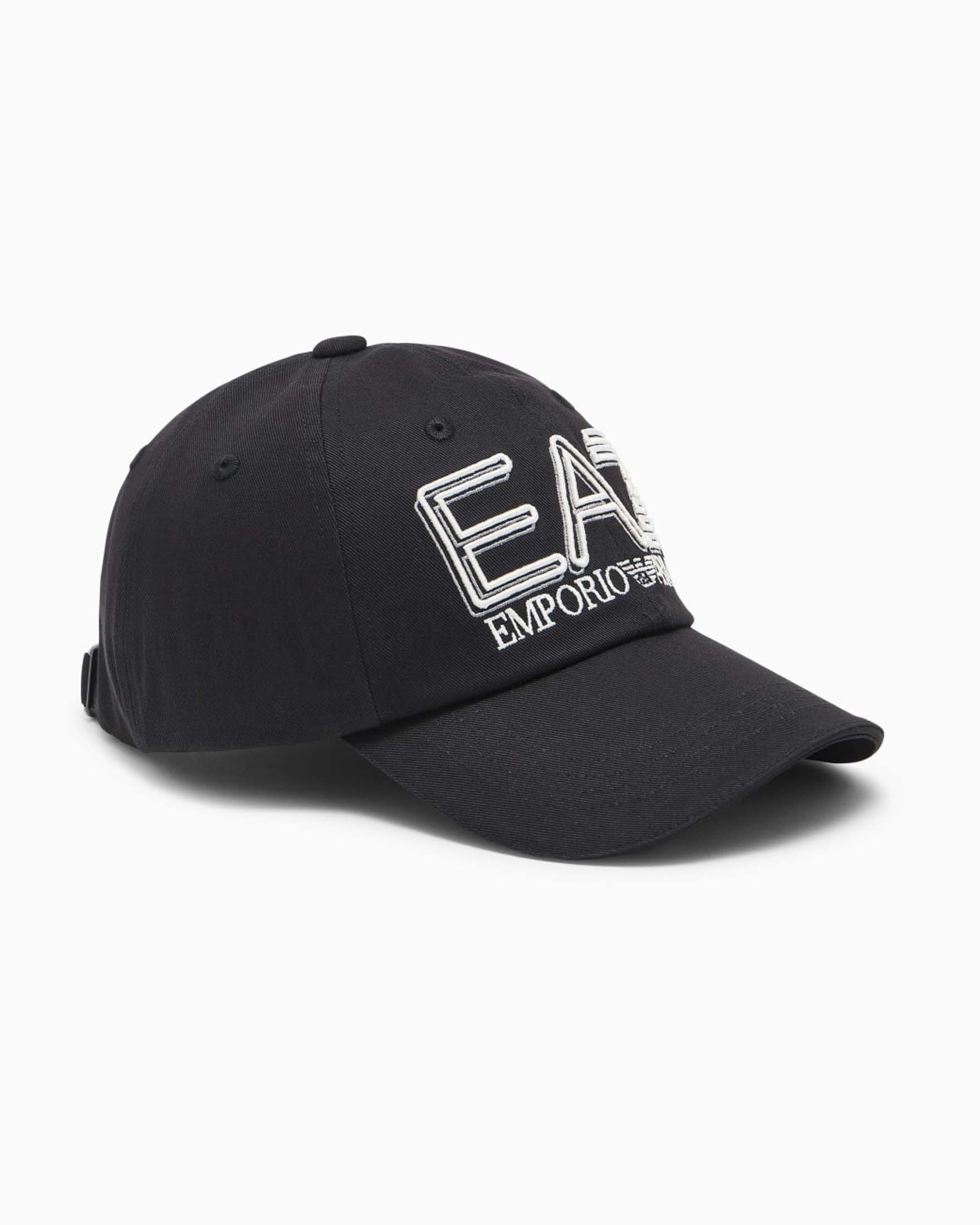 Berretto baseball nero in cotone con maxi logo ricamato