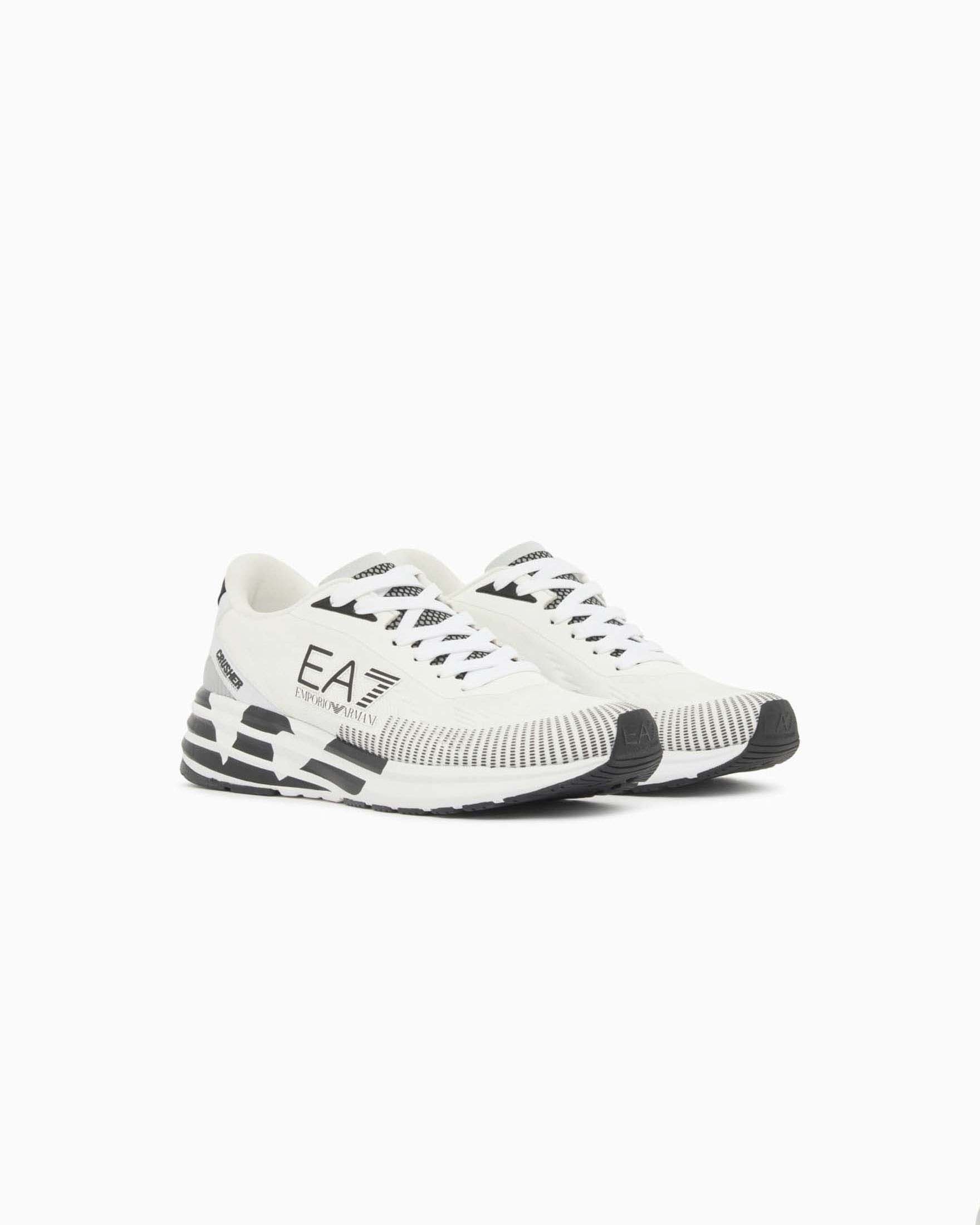 Sneakers EA7 bianche in mesh con logo stampato image