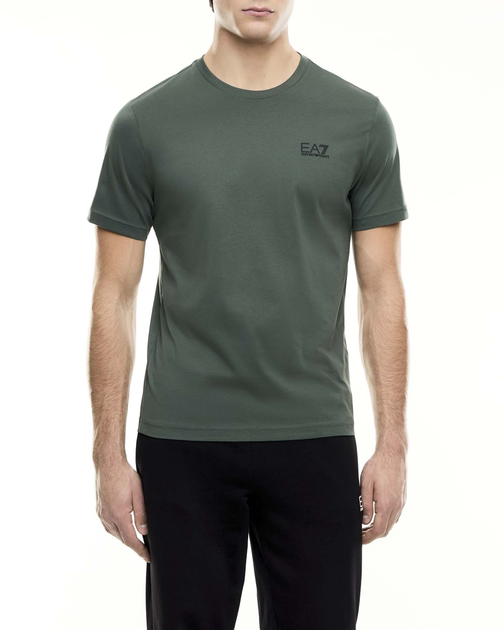 T-shirt mezza manica verde in cotone con stampa logo