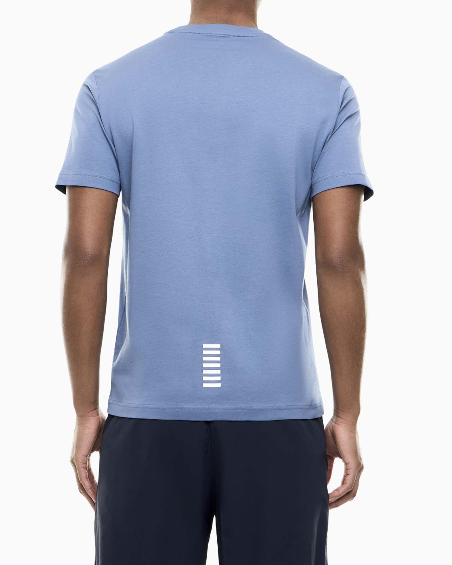 T-shirt mezza manica EA7 celeste in cotone con stampa logo image