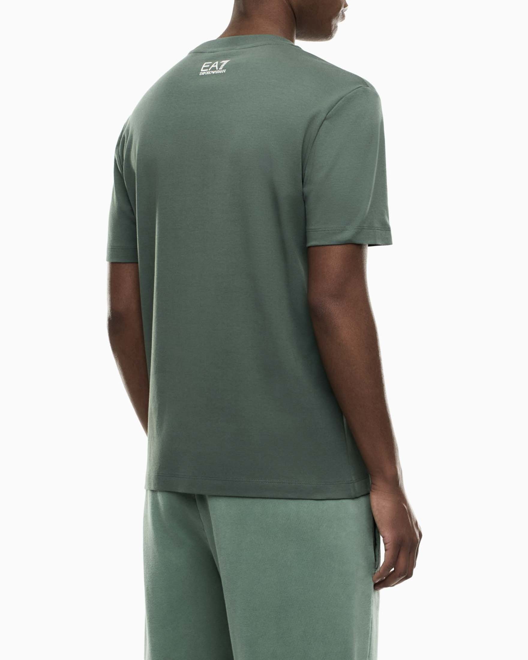 T-shirt mezza manica EA7 verde in cotone con stampa logo image