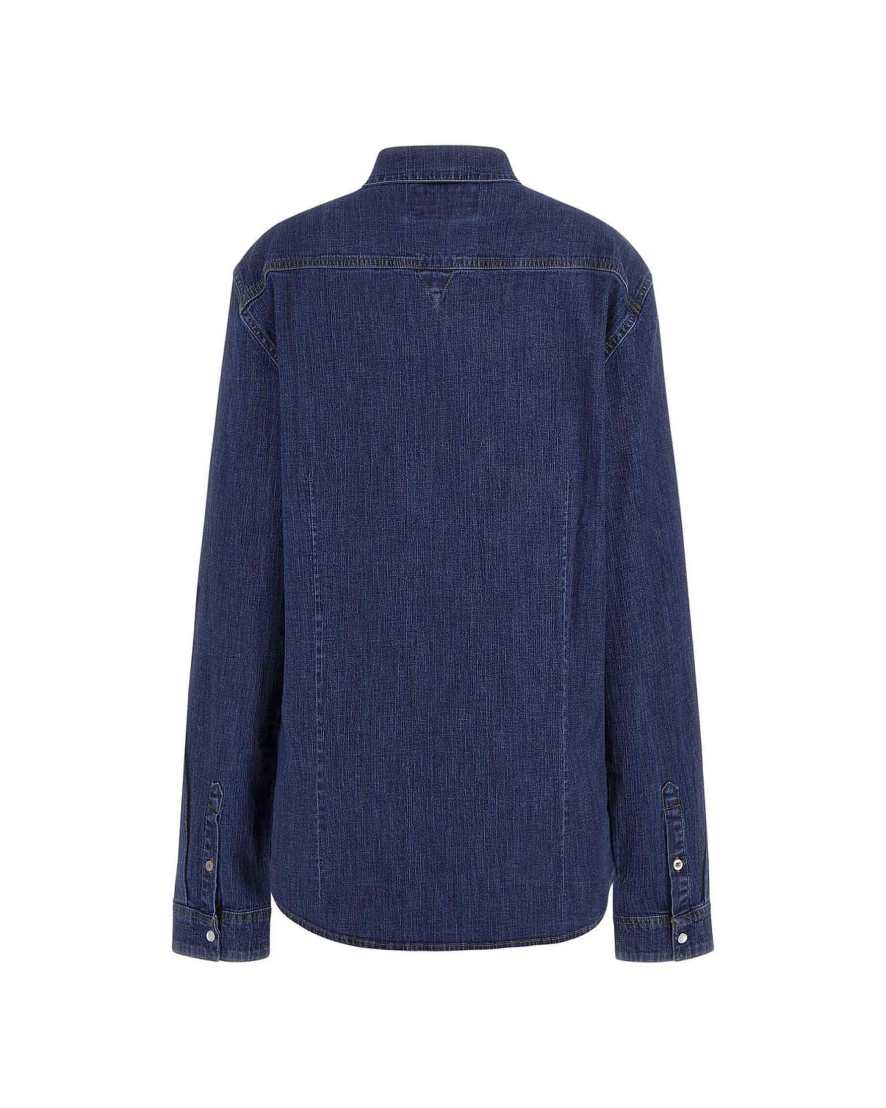 Camicia western denim Guess lavaggio medio in cotone stretch con taschini image