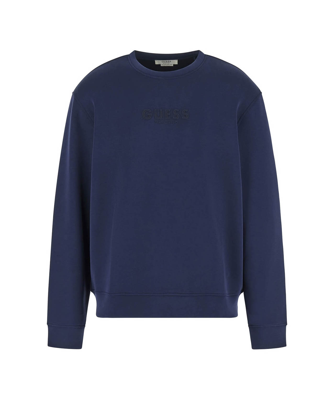 Felpa blu navy in misto modal con logo in rilievo