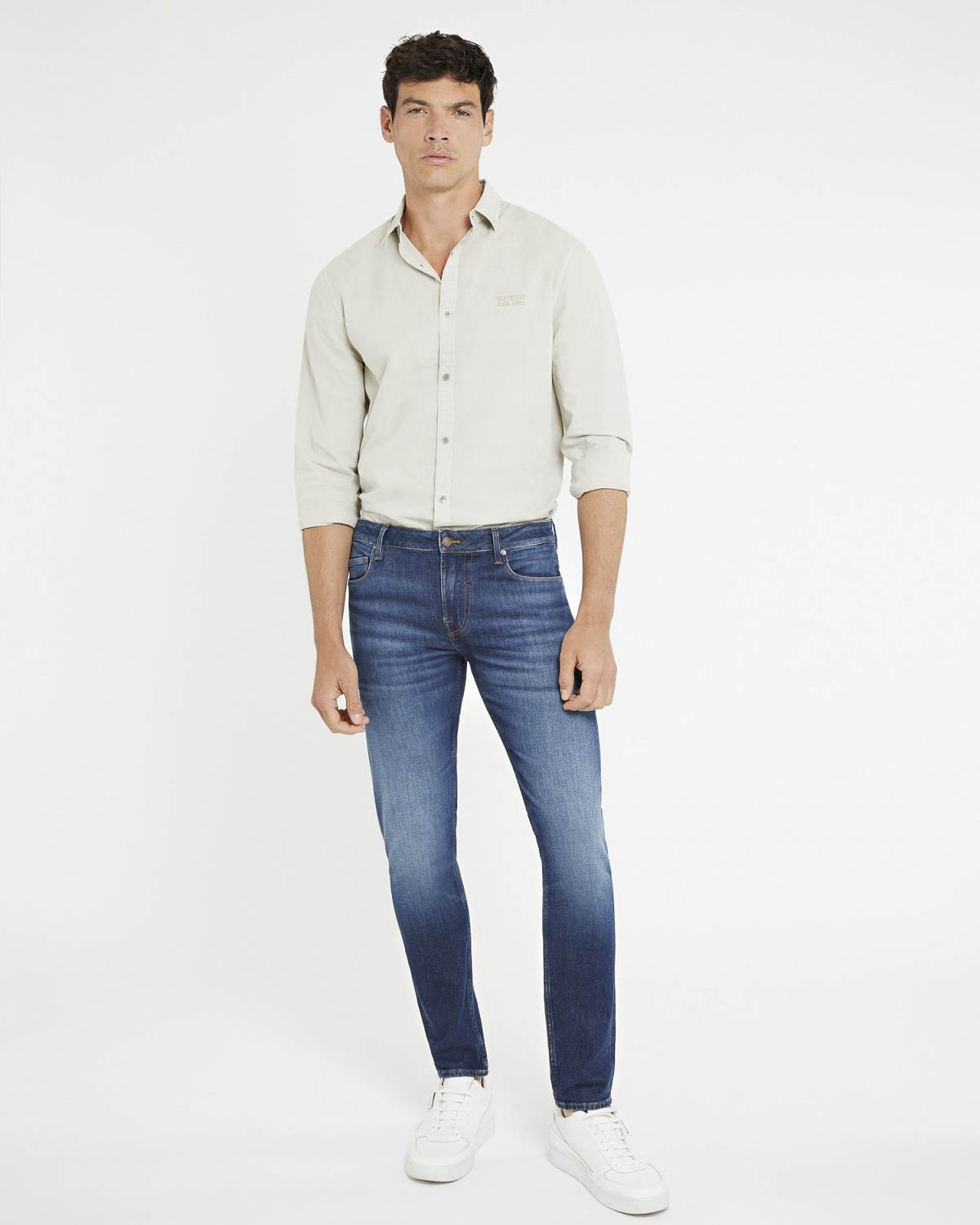 Jeans slim-fit Guess lavaggio scuro in misto cotone