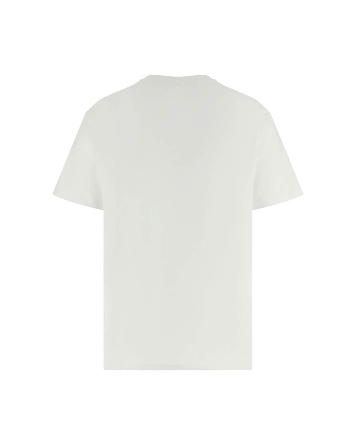 T-shirt mezza manica Guess bianca in cotone fiammato con stampa logo grafica image