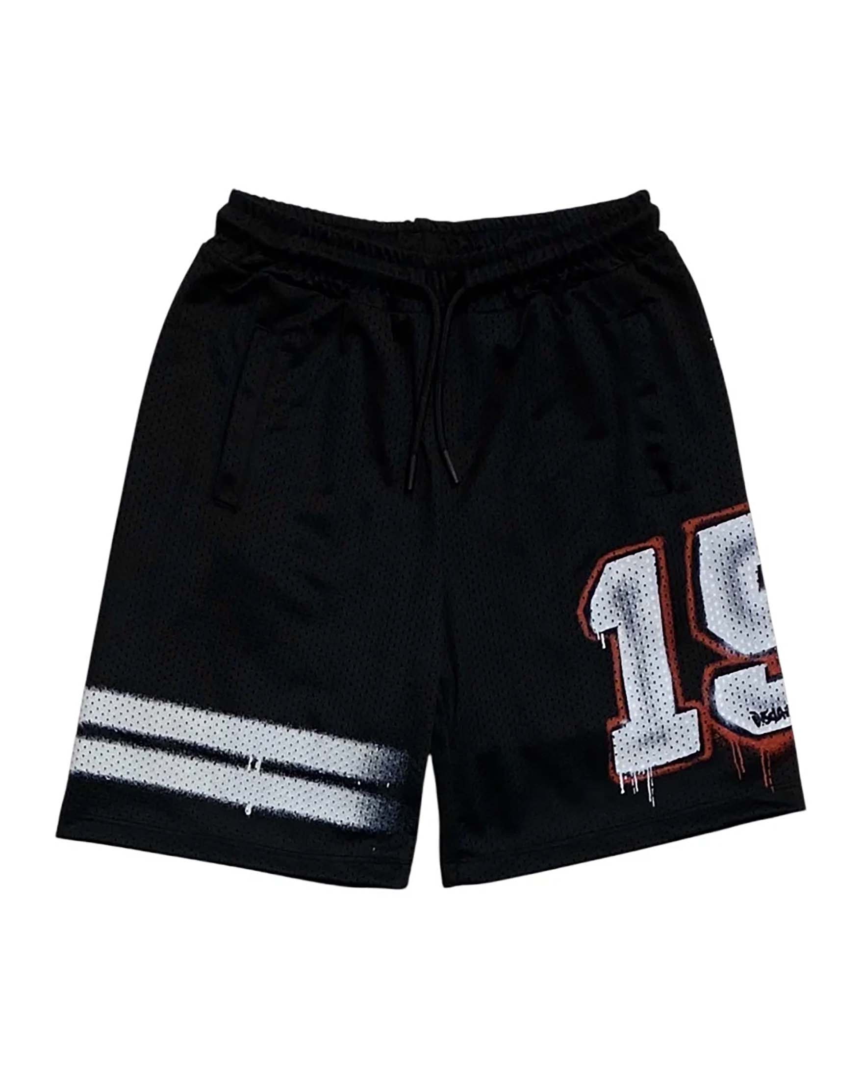 Bermuda nero Disclaimer in mesh modello basket