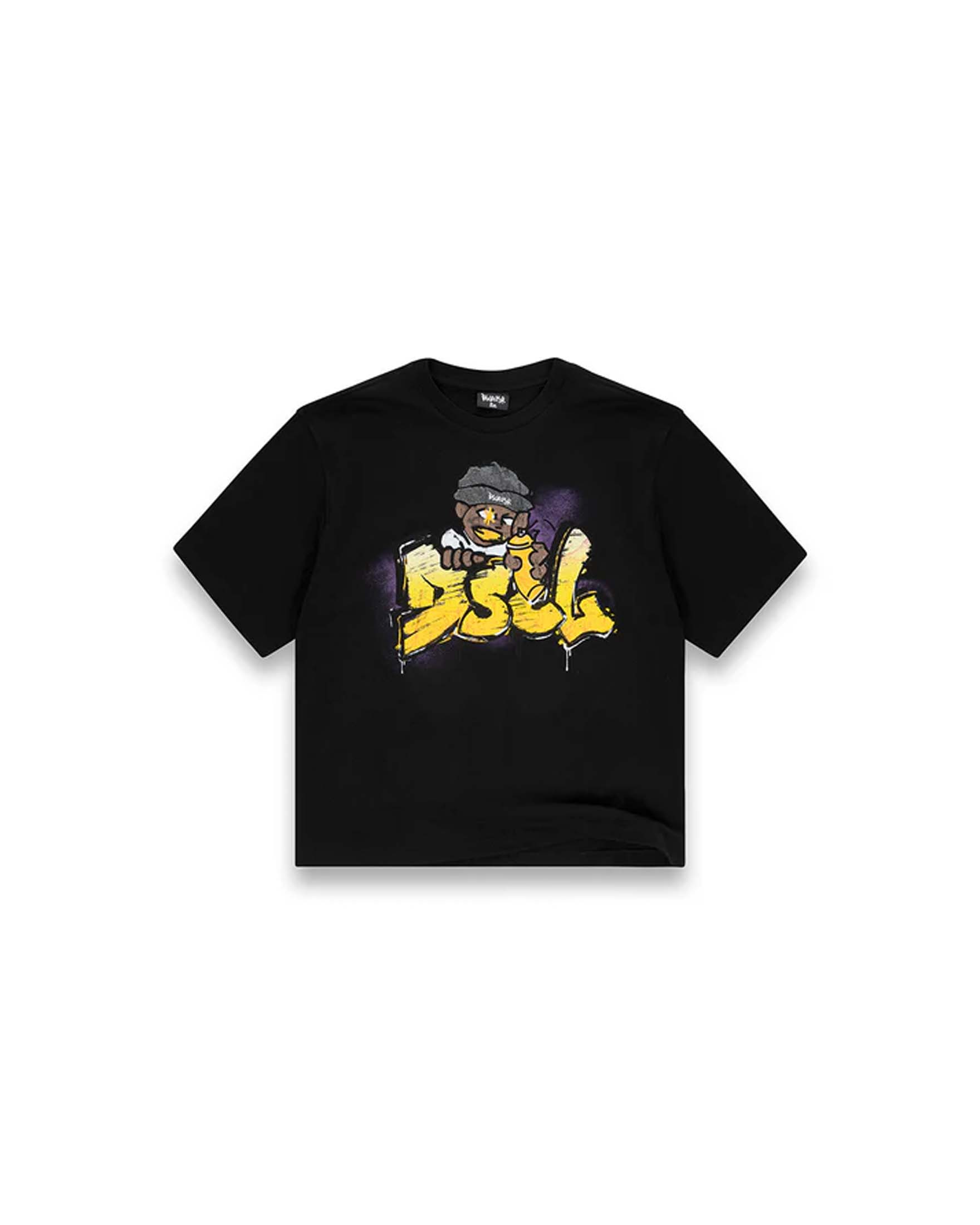 T-shirt nera Disclaimer in puro cotone con stampa writer