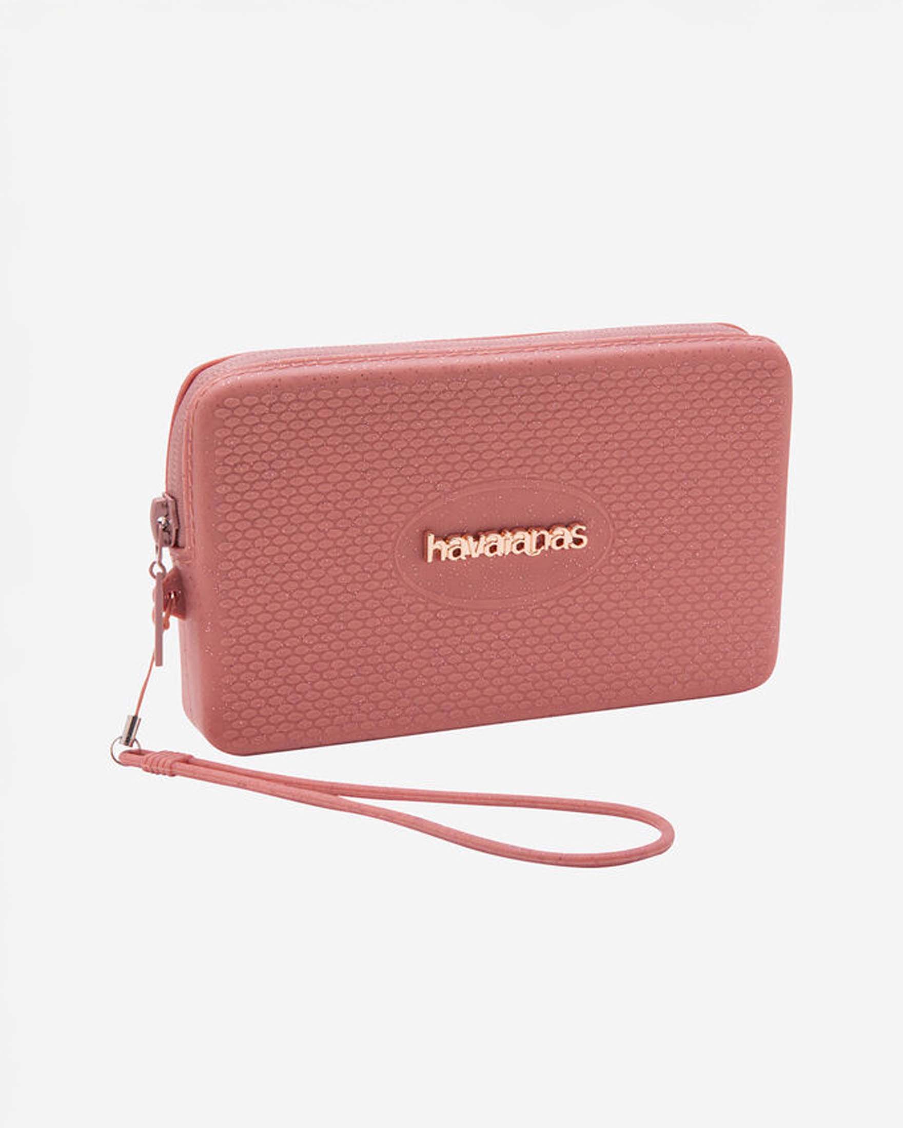 Mini Bag Plus Glitter Havaianas rosa gold in silicone con glitter dotata di zip e passamano abbinato