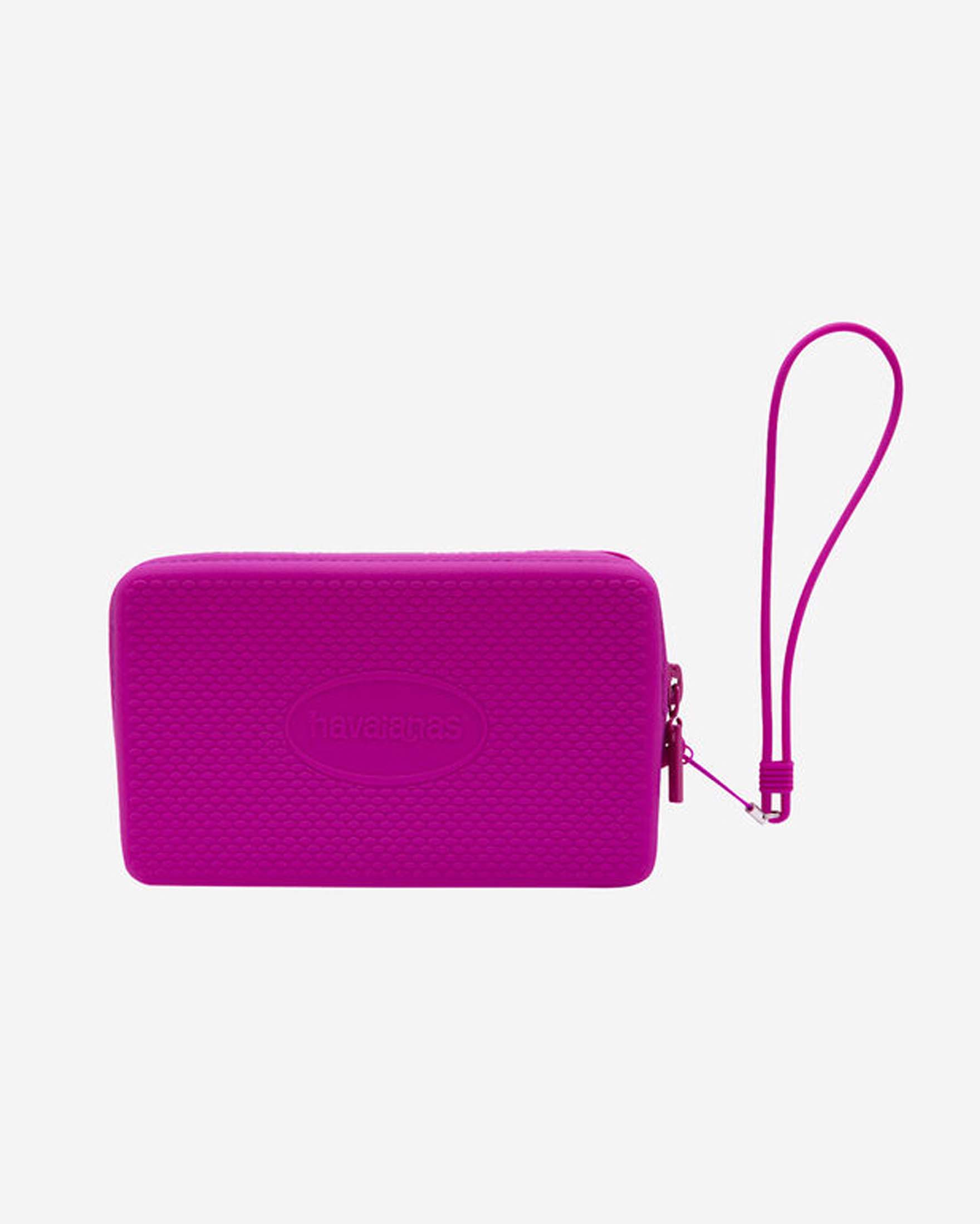Mini Bag Logo Havaianas fucsia in silicone con chiusura zip e passamano abbinato